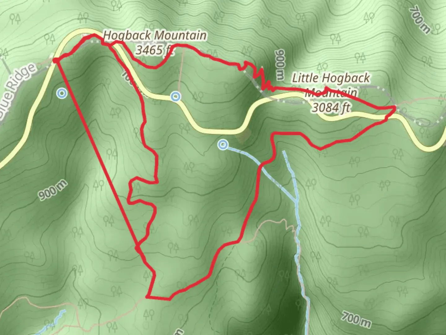 An image depicting the trail Hogback Mountain and Little Hogback Mountain Loop and its surrounding area.