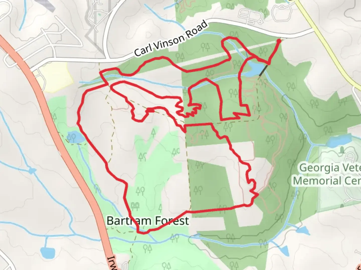 An image depicting the trail Baldwin State Forest Loop and its surrounding area.