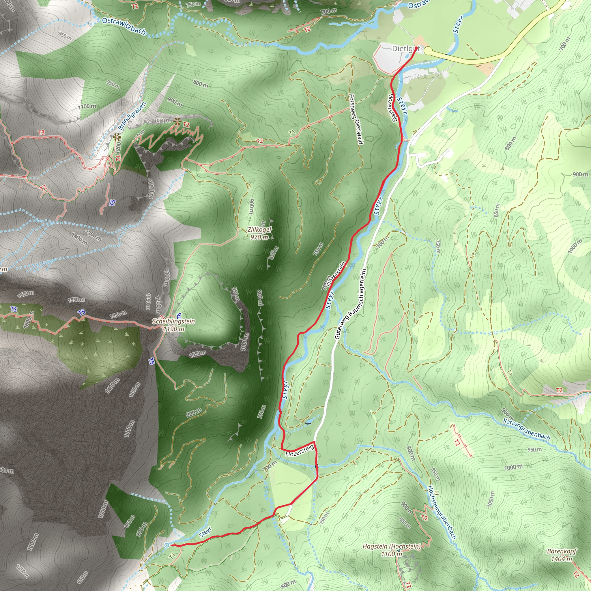 Dietlgut - Baumschlagerreith - Steyrursprung mobile static map