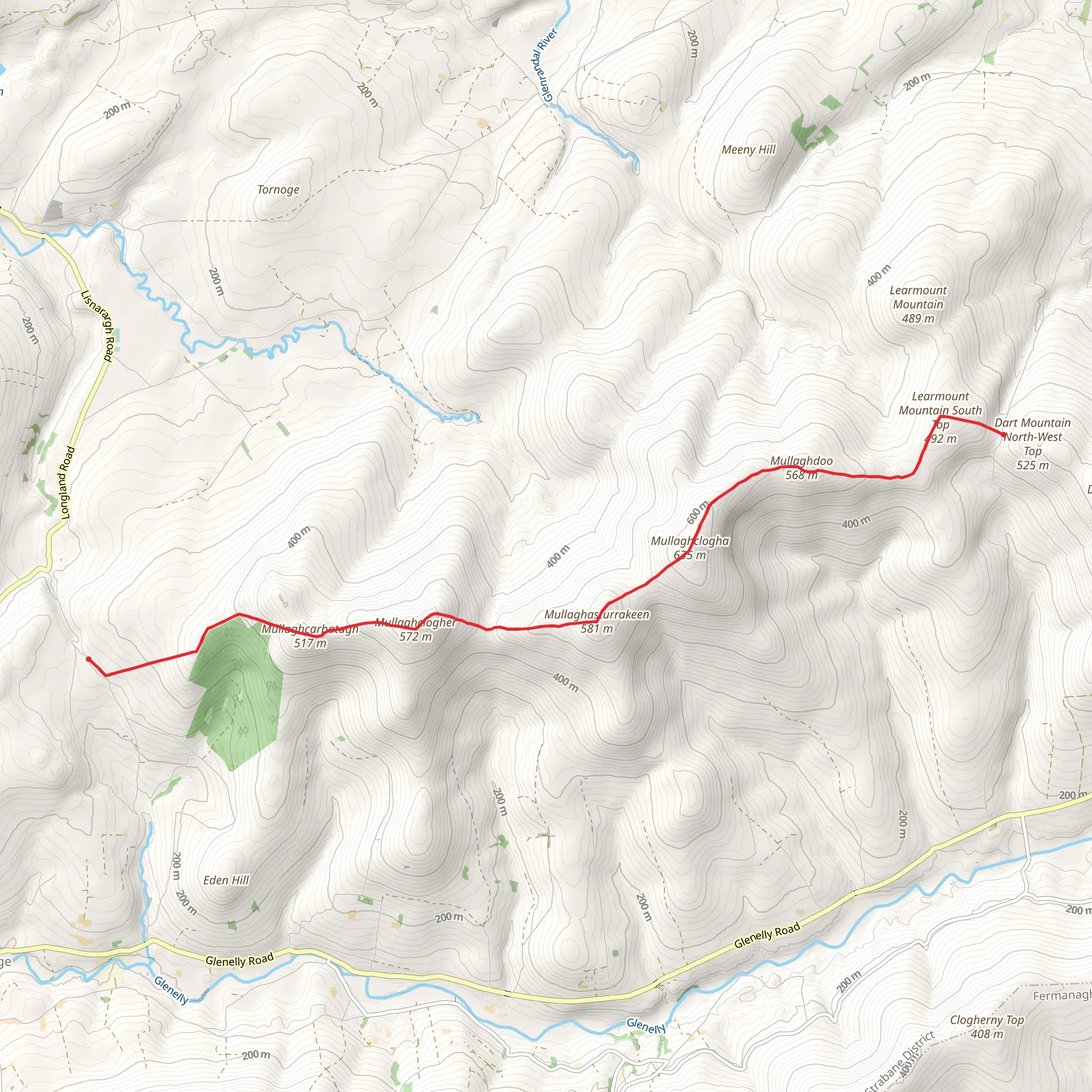 Mullaclogha to Mullaghcarbatagh Ridge mobile static map