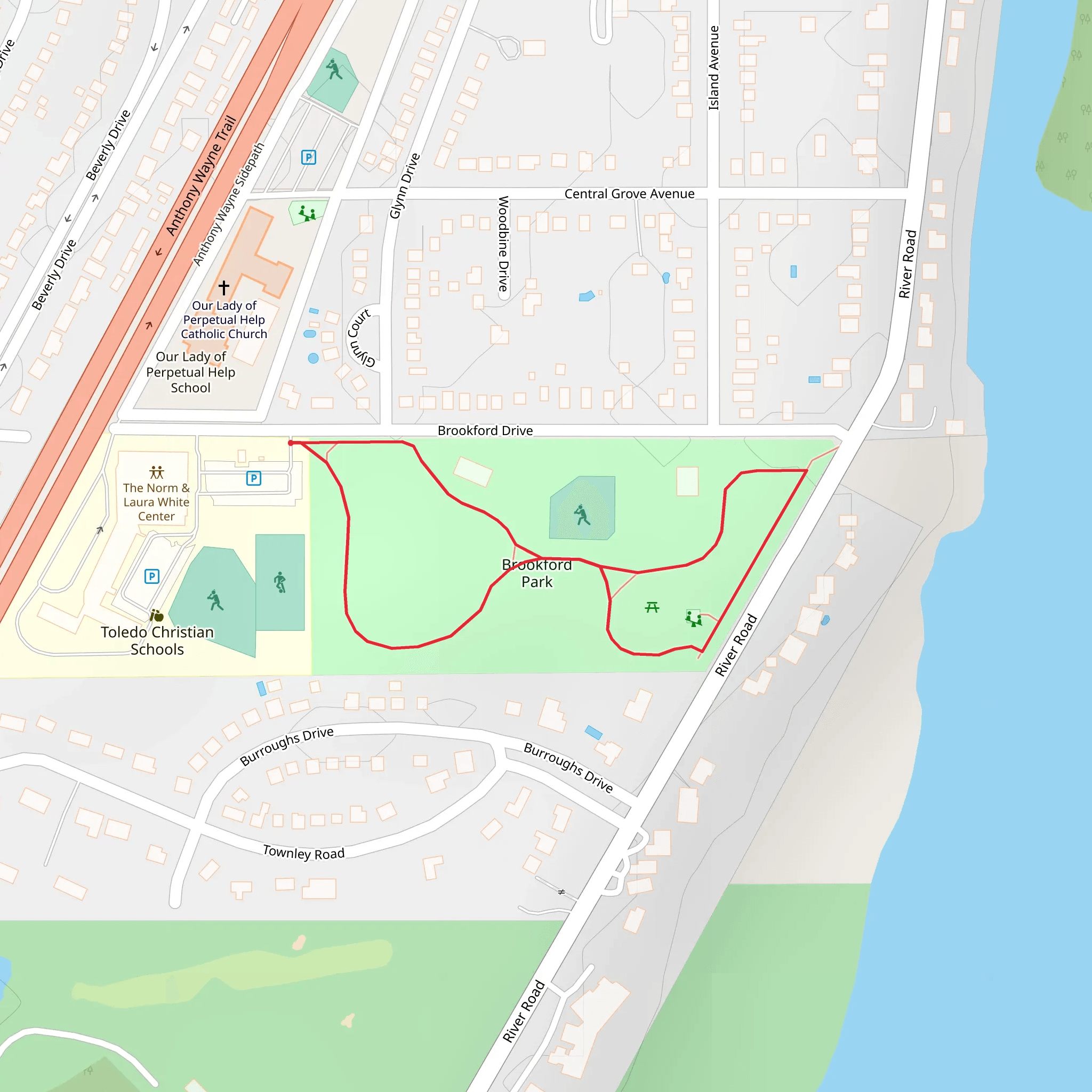 Brookford Park Loop mobile static map