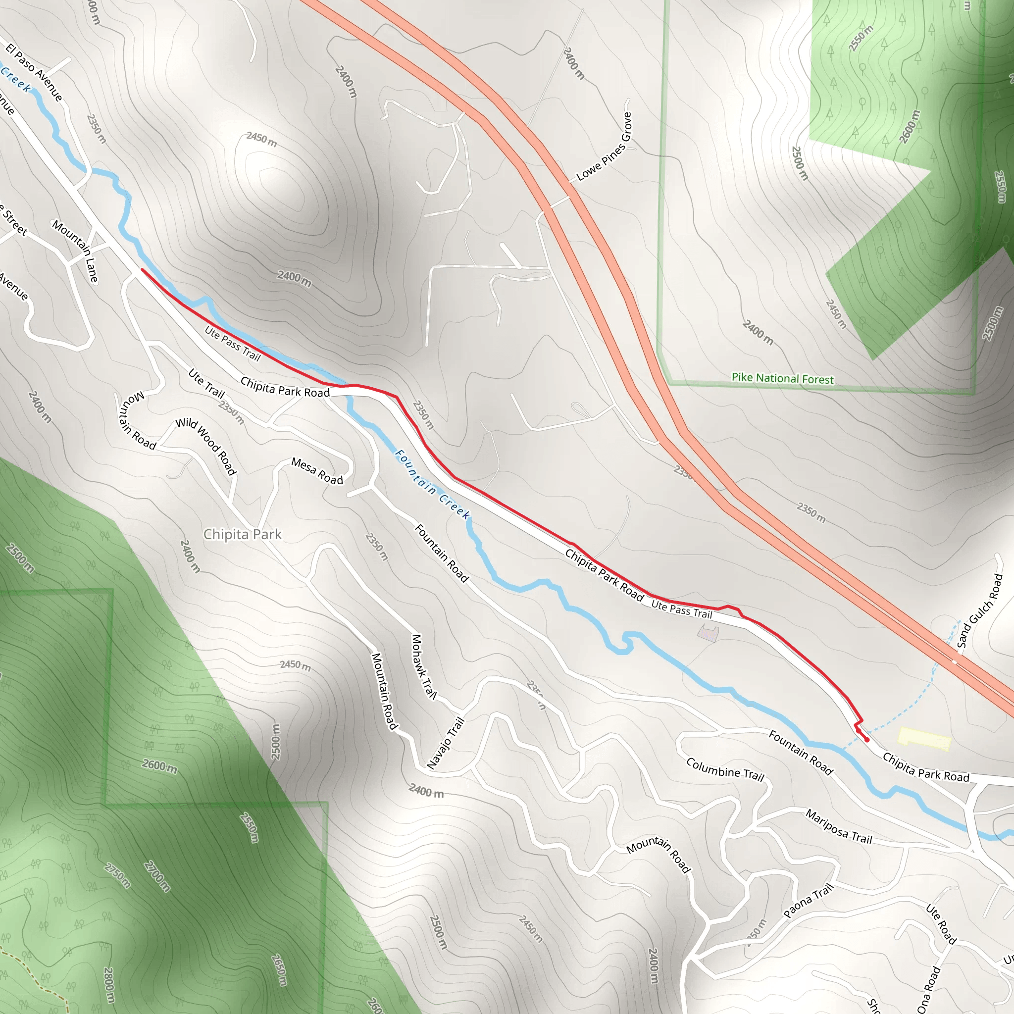 Ute Pass Trail Out and Back mobile static map