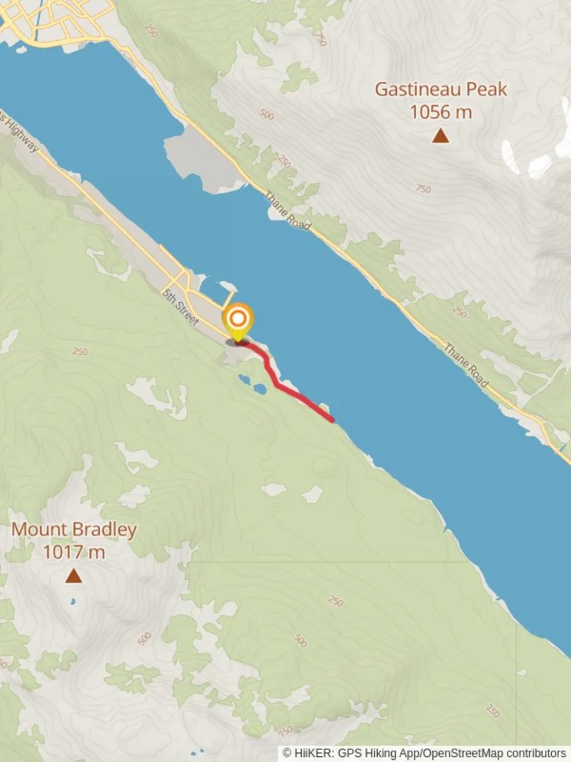 An image depicting the trail Treadwell Trail Out and Back and its surrounding area.