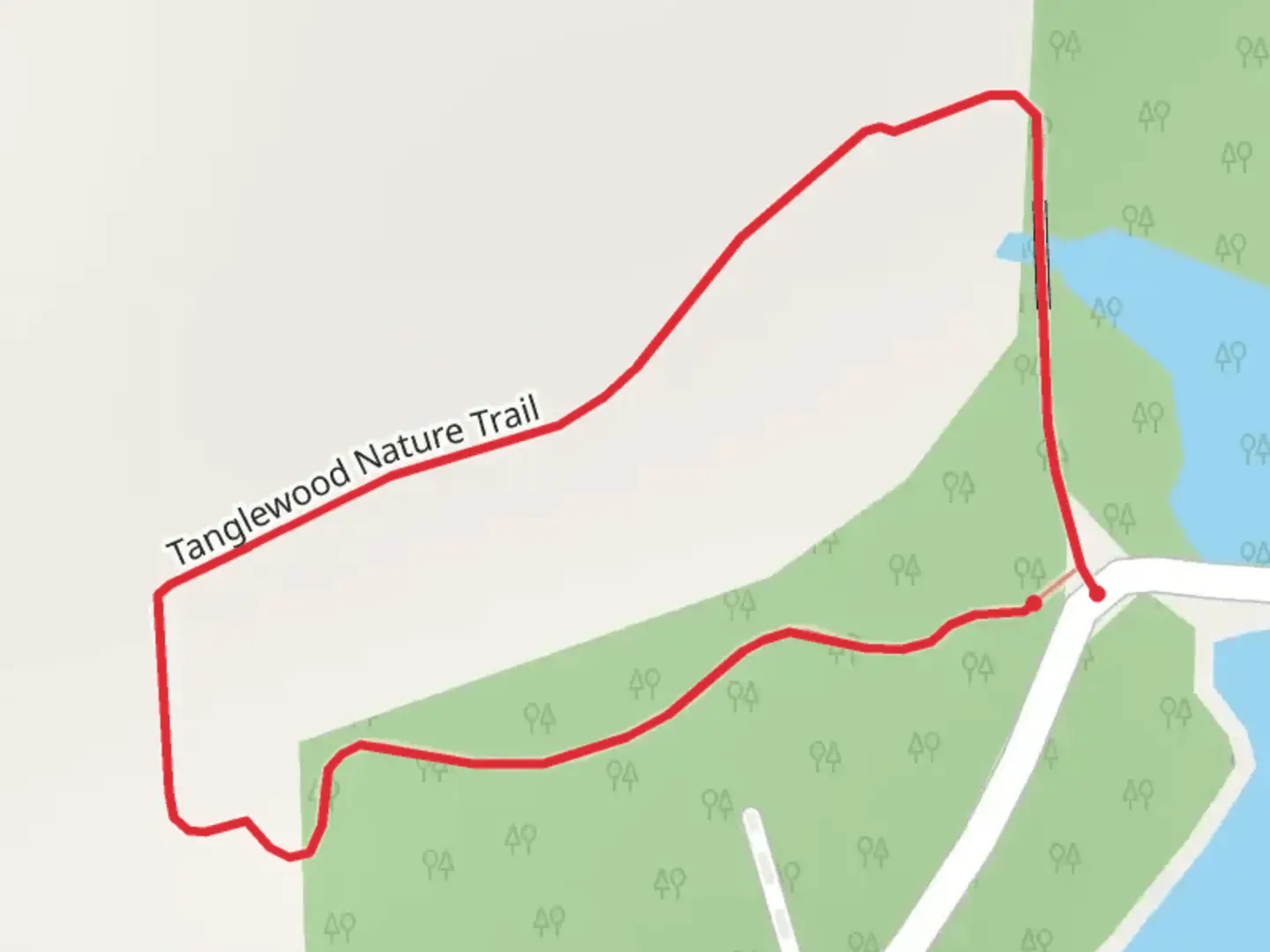 An image depicting the trail Tanglewood Nature Loop Trail and its surrounding area.