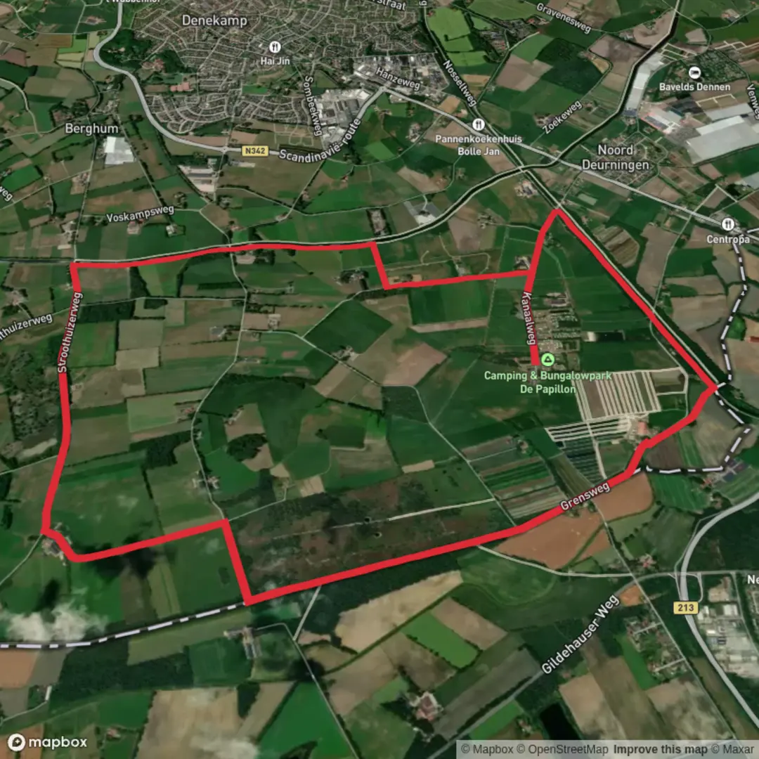 An image depicting the trail Oortven via Stroothuizer Weg and its surrounding area.