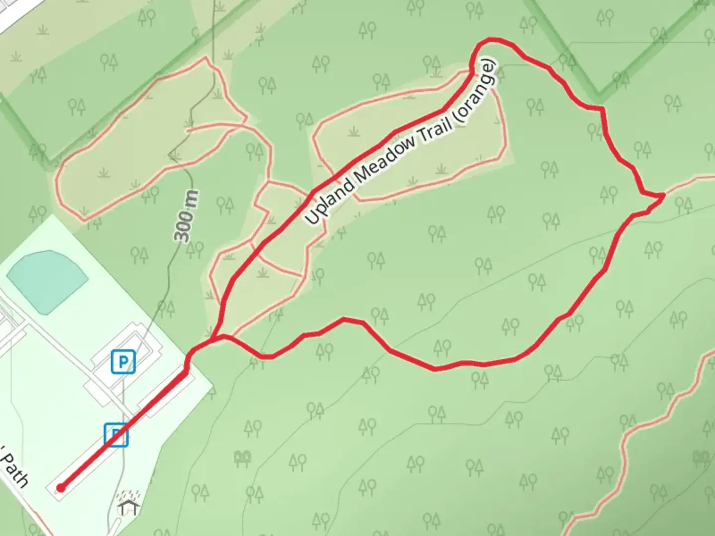 An image depicting the trail Upland Meadow Loop Trail-Orange and its surrounding area.