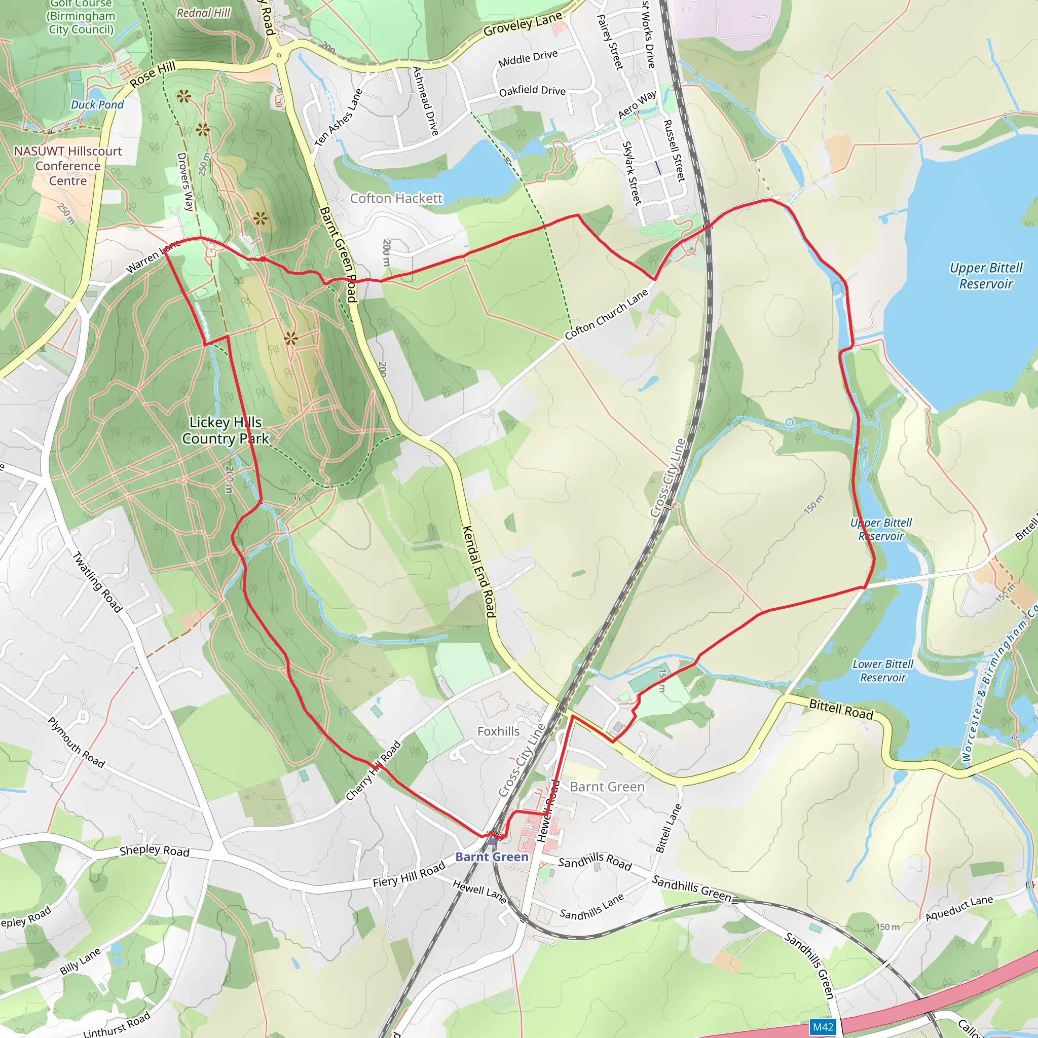 Barnt Green Loop mobile static map