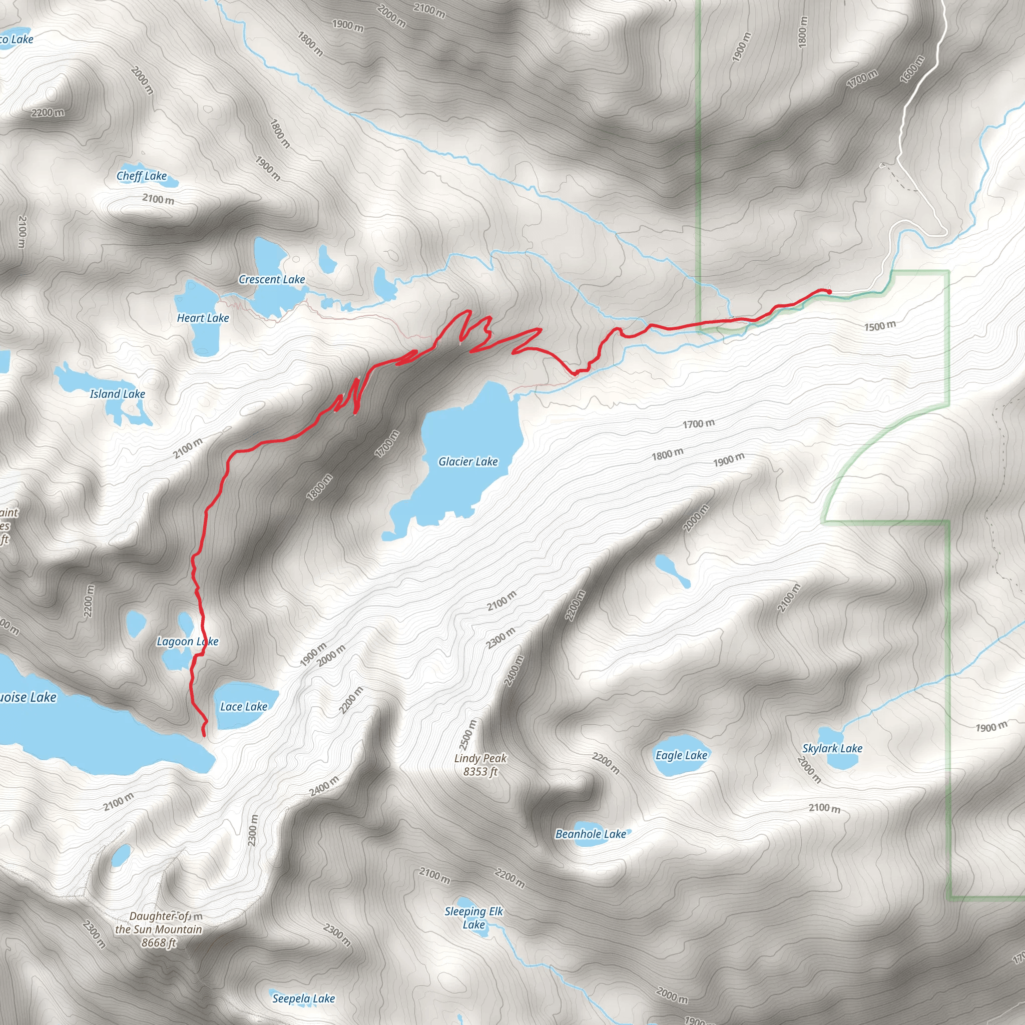 Turquoise Lake via Glacier Creek mobile static map