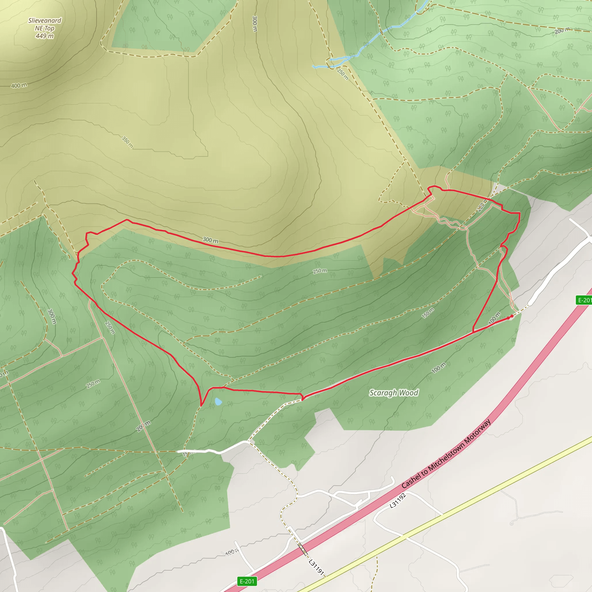 Scaragh Woods Red Trail mobile static map