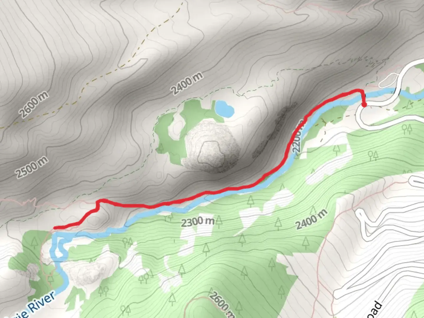 An image depicting the trail Popo Agie Falls via Middle Fork Trail and its surrounding area.