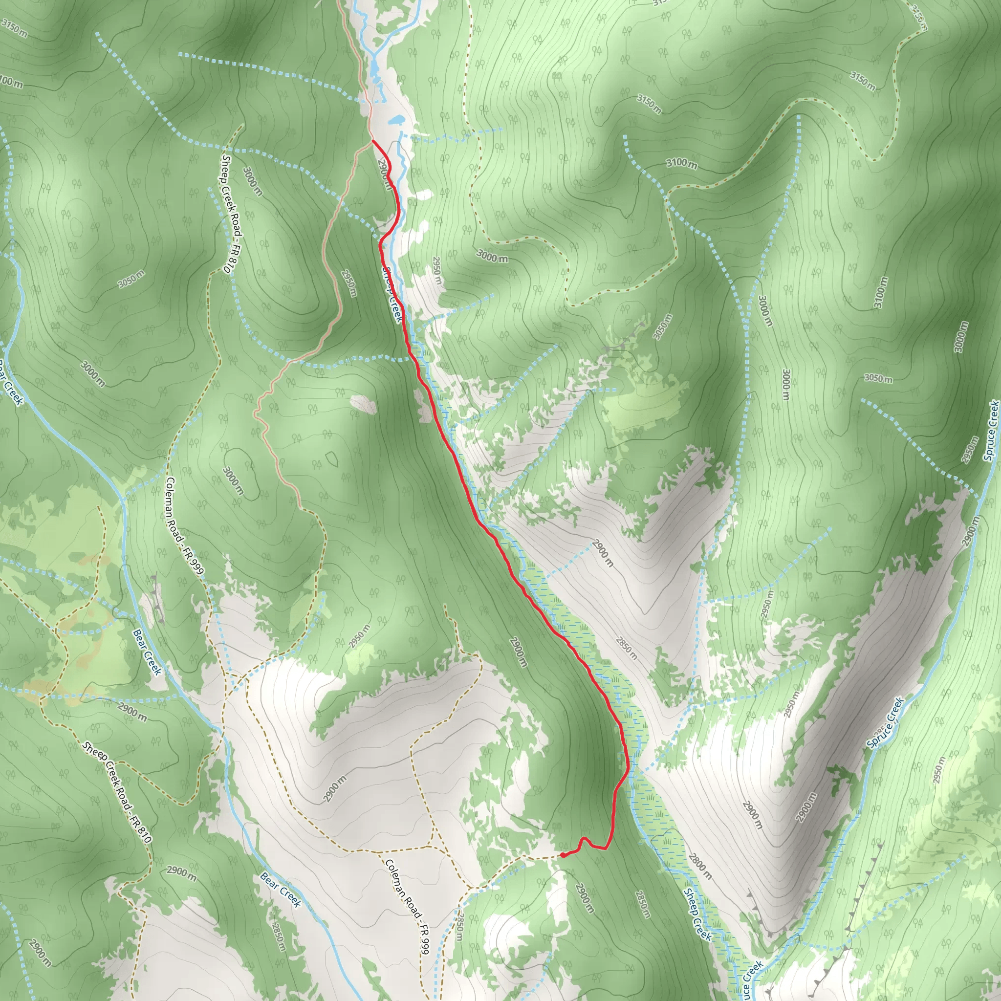 Lower Sheep Creek Trail mobile static map