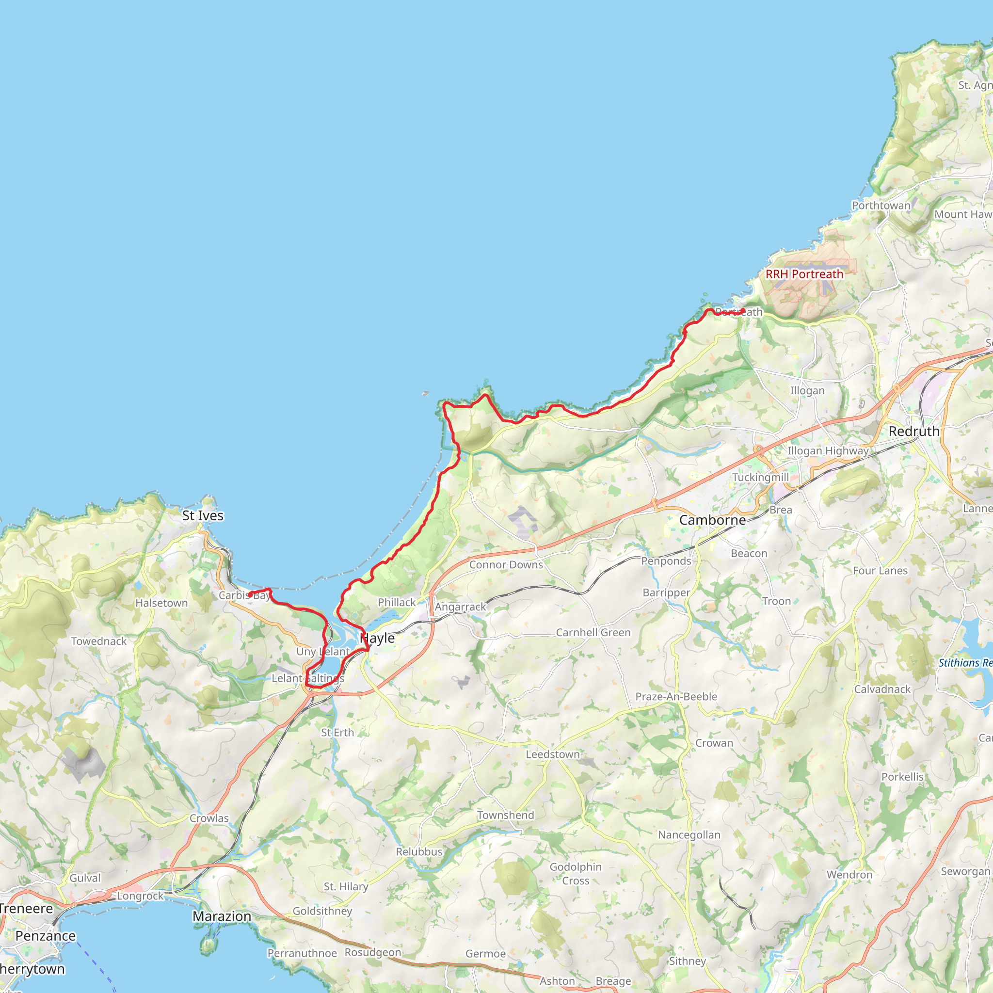 Portreath to Carbis Bay Walk mobile static map