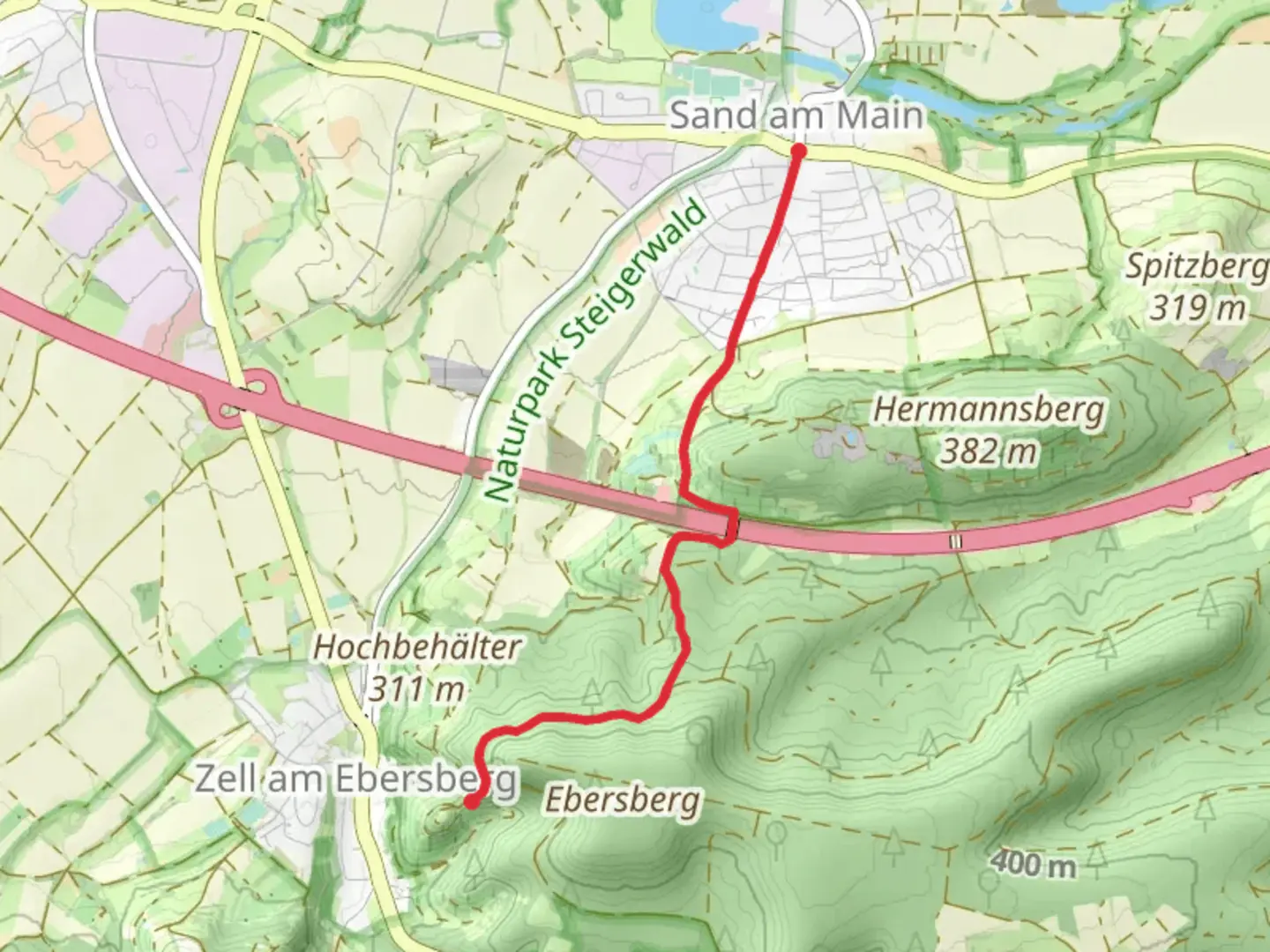 An image depicting the trail Sand am Main to Ebersberg Walk and its surrounding area.