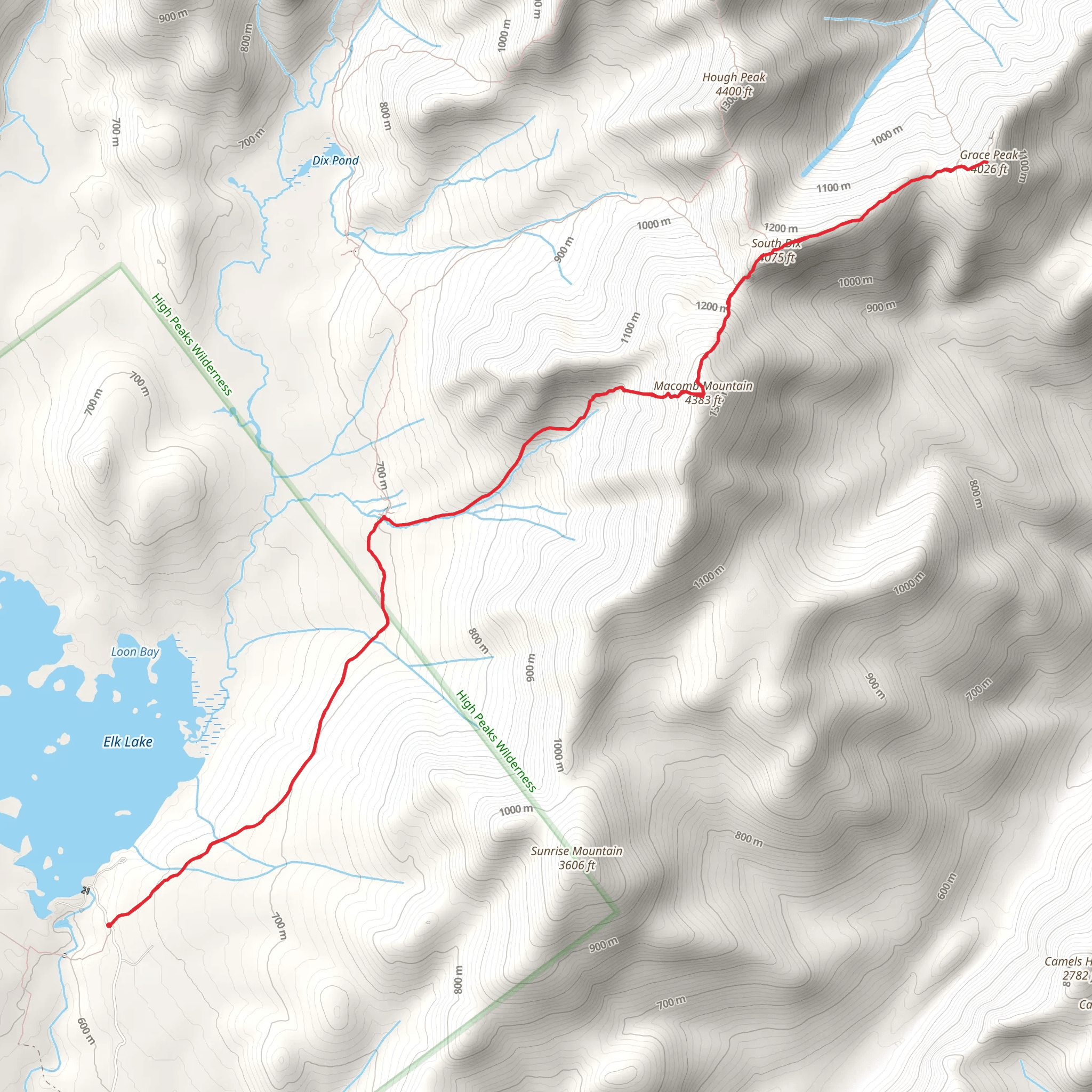 Macomb Mountain, South Dix and Grace Peak Trail mobile static map