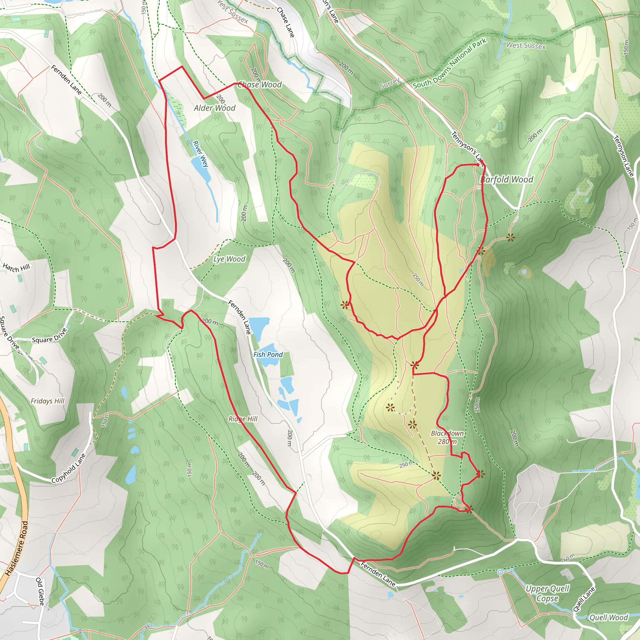 Ridge Hill, Alder Wood and Brian Checkley memorial Viewpoint Loop mobile static map