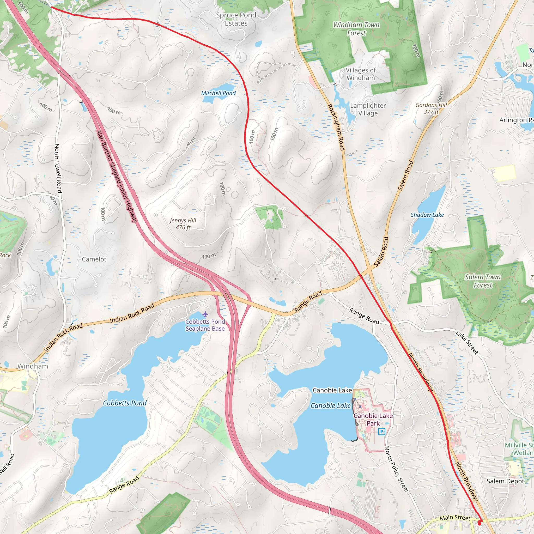 Salem Road to Windham Depot Road mobile static map