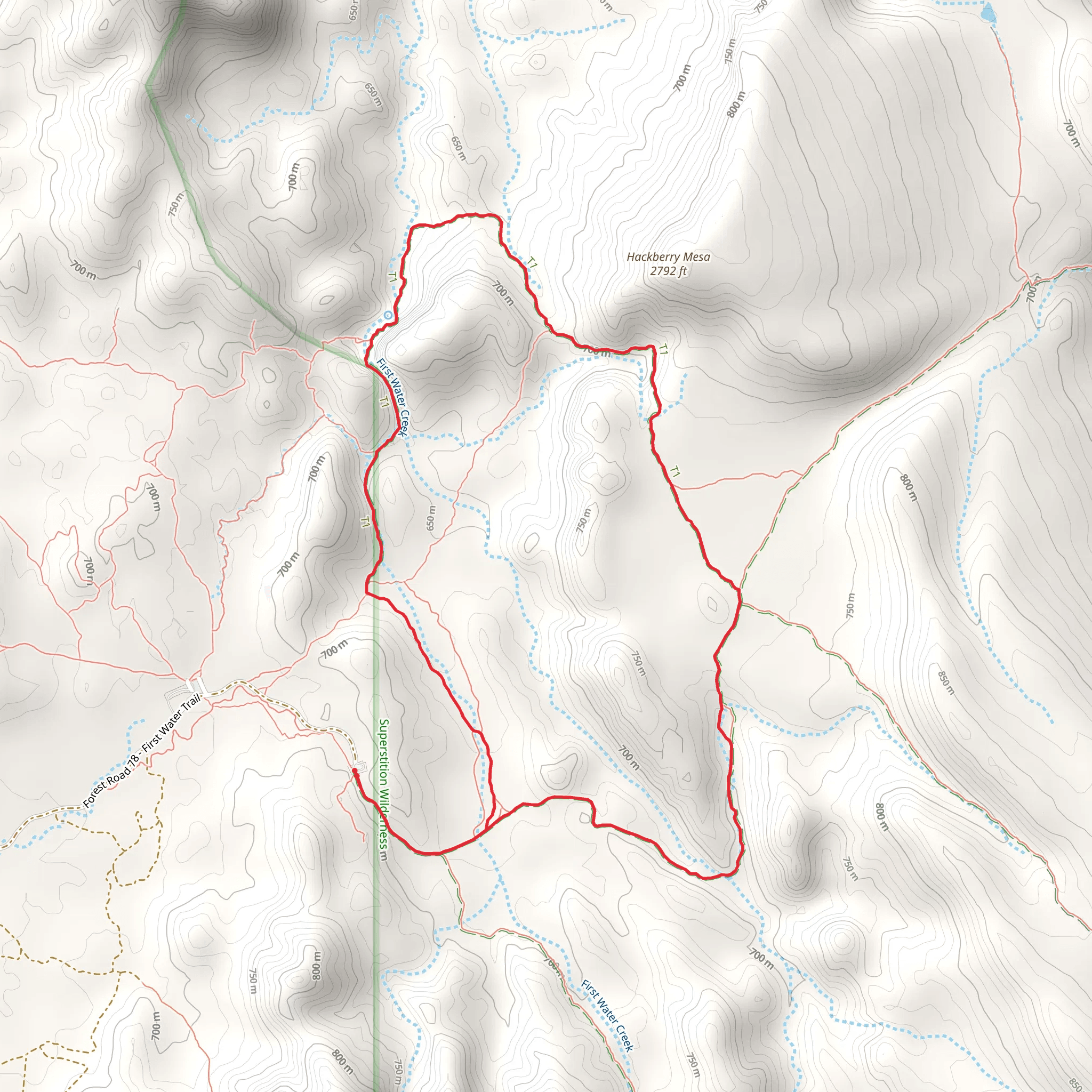 Second Water Trail to Hackberry Springs Loop Trail mobile static map