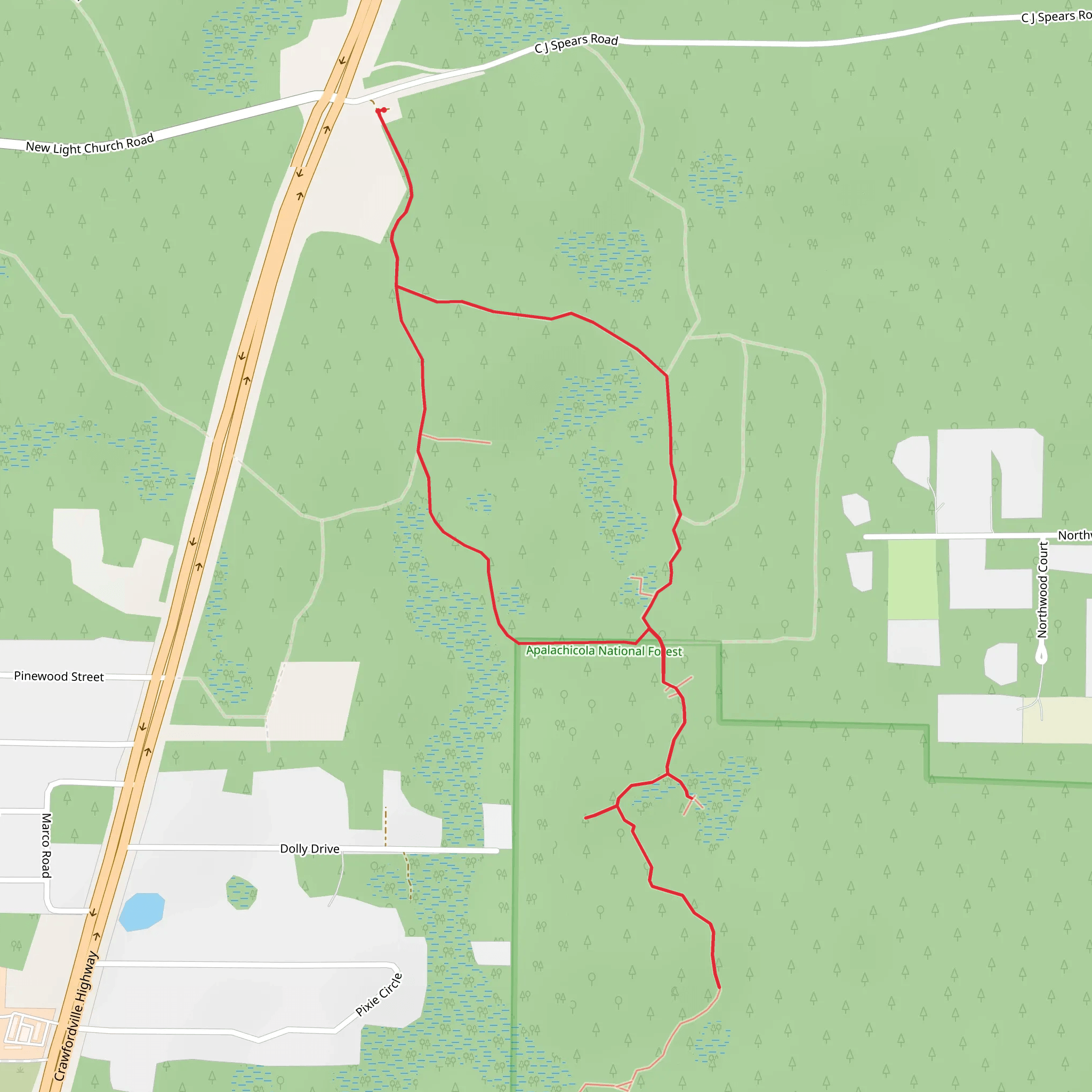 C J Spears Road Out and Back mobile static map