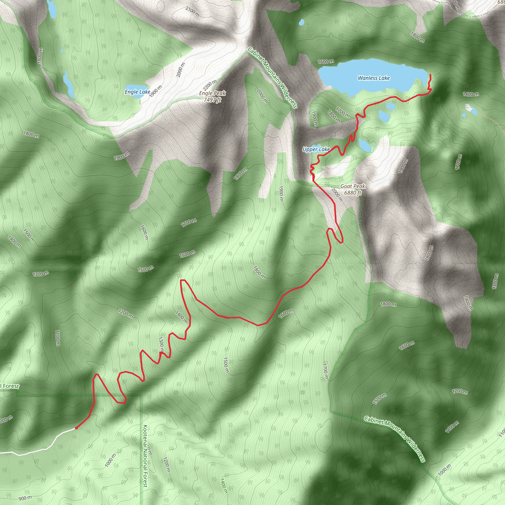 Wanless Lake via Pack Trail mobile static map