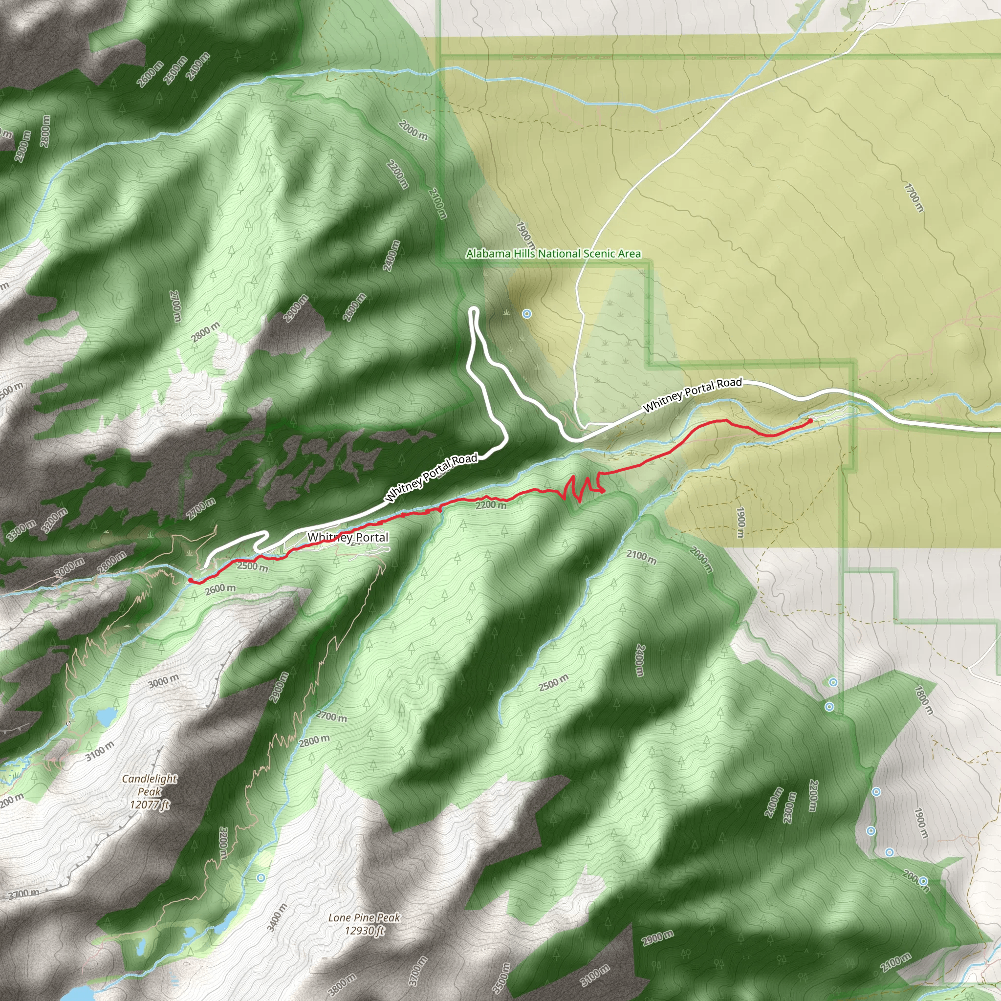 Whitney Portal National Recreation Trail mobile static map