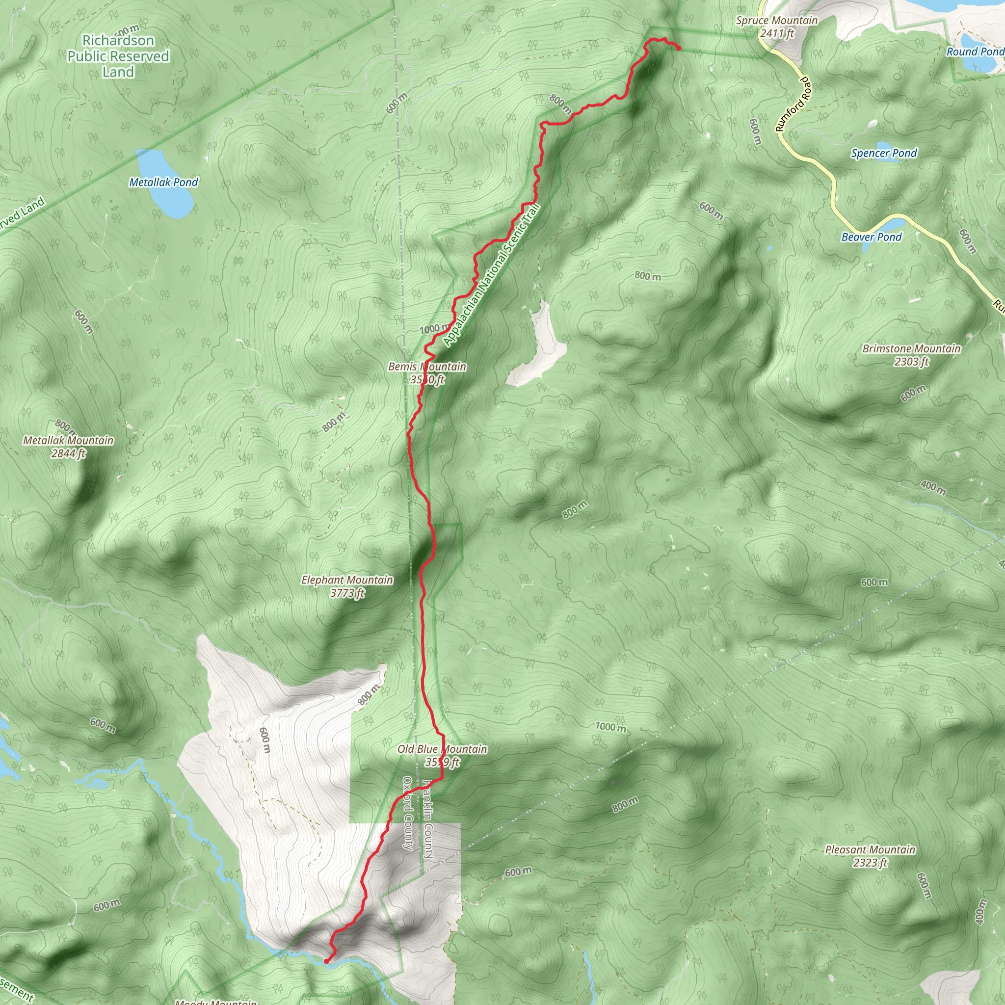 Bemis Mountain via Appalachian Trail mobile static map