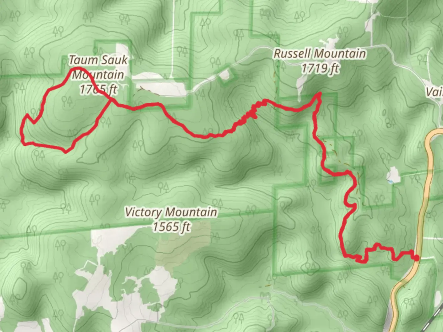 An image depicting the trail Ozark Trail - Taum Sauk Section and Mina Sauk Falls Loop Trail and its surrounding area.