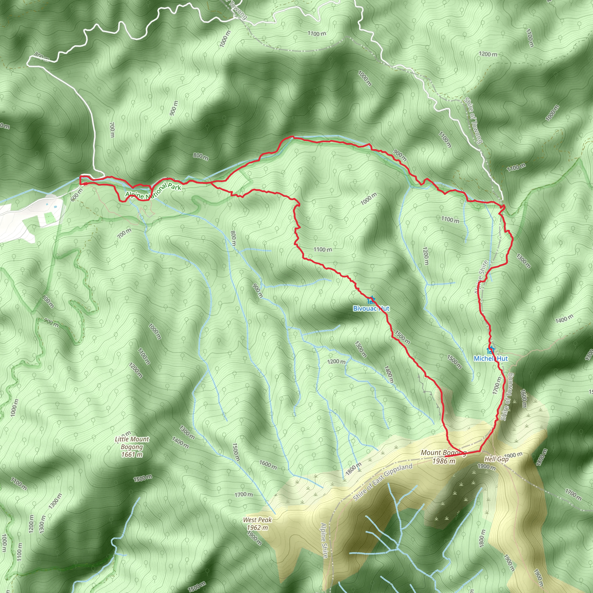 Mount Bogong Trail - Staircase Spur mobile static map