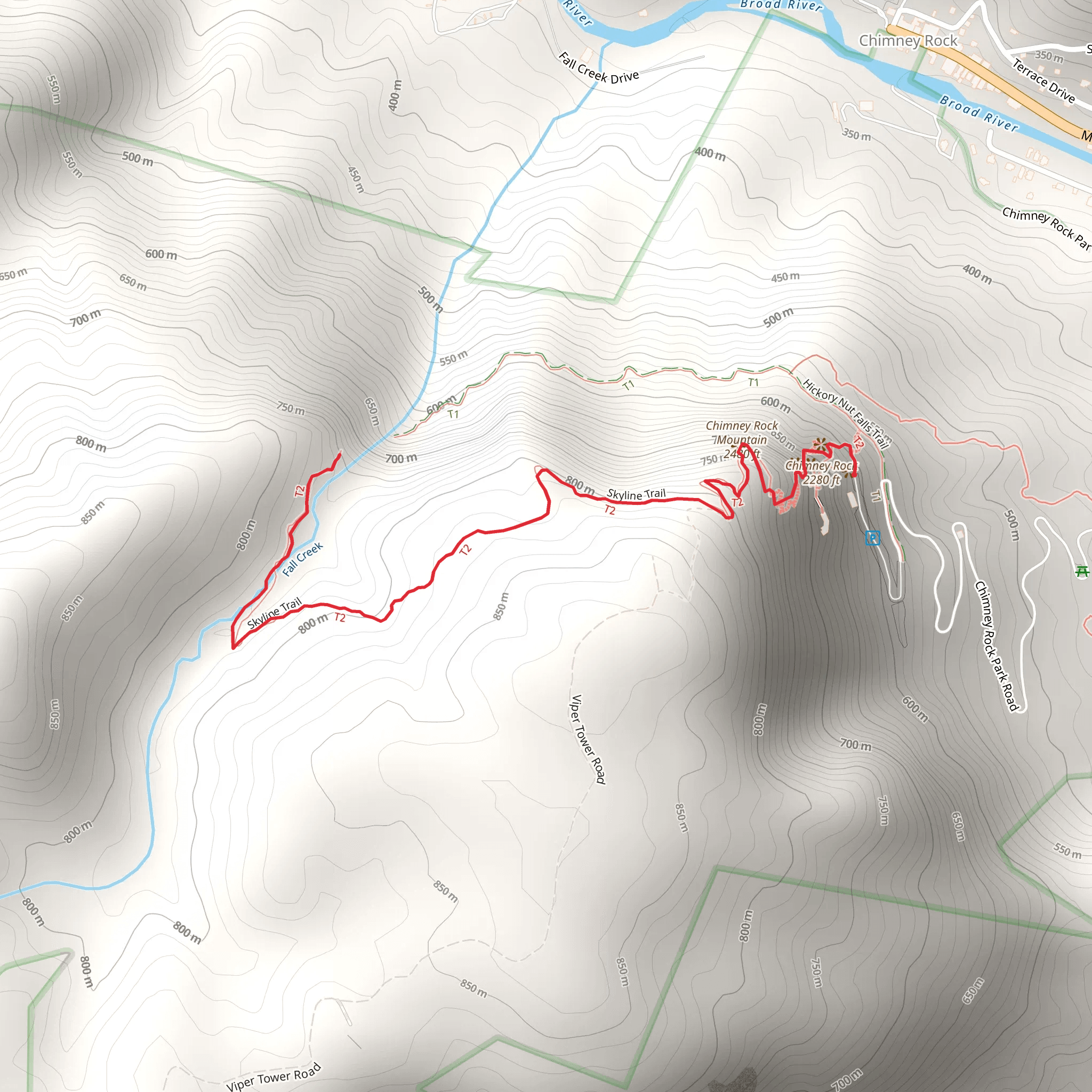 Chimney Rock via Skyline Trail mobile static map