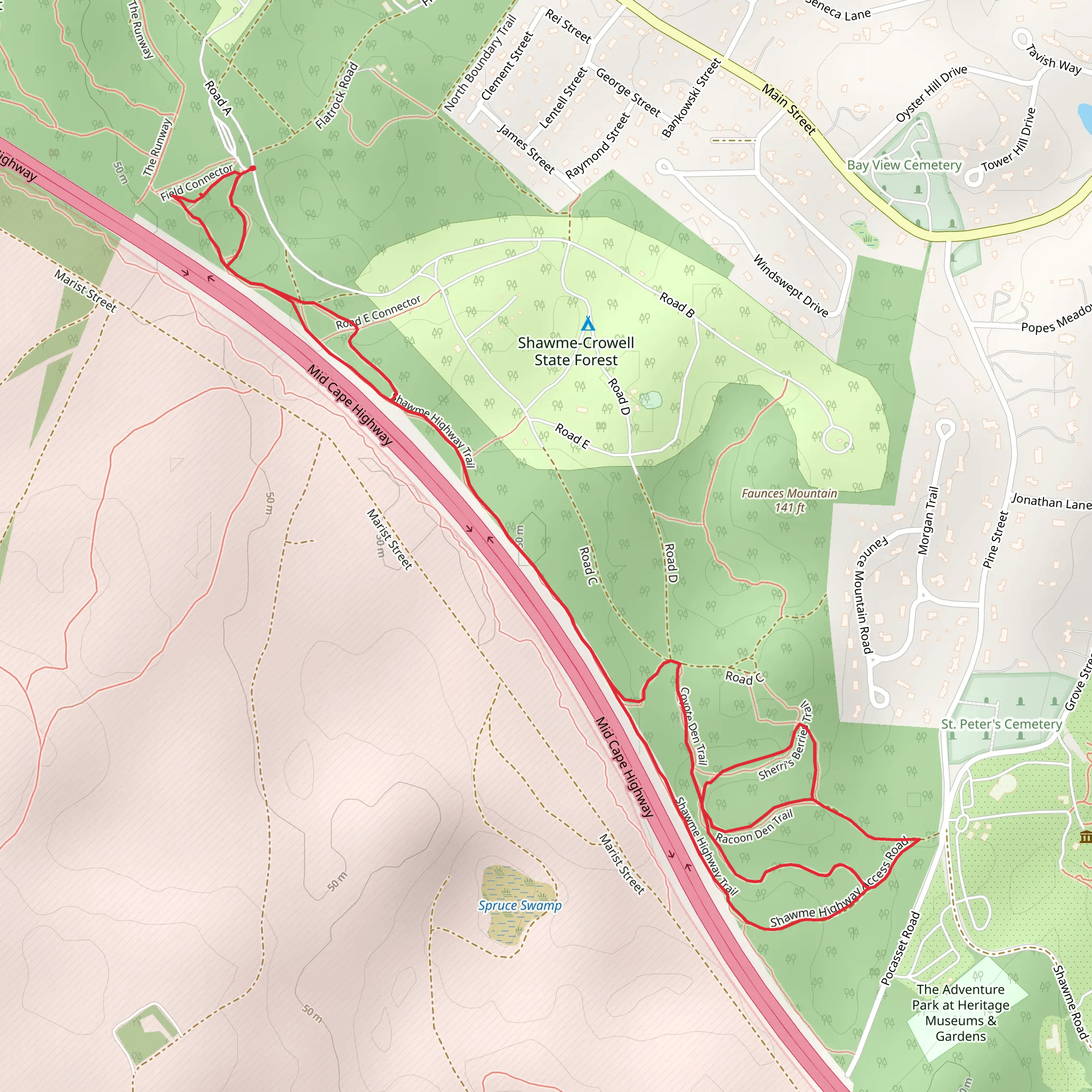 Shawme-Crowell State Forest Loop mobile static map