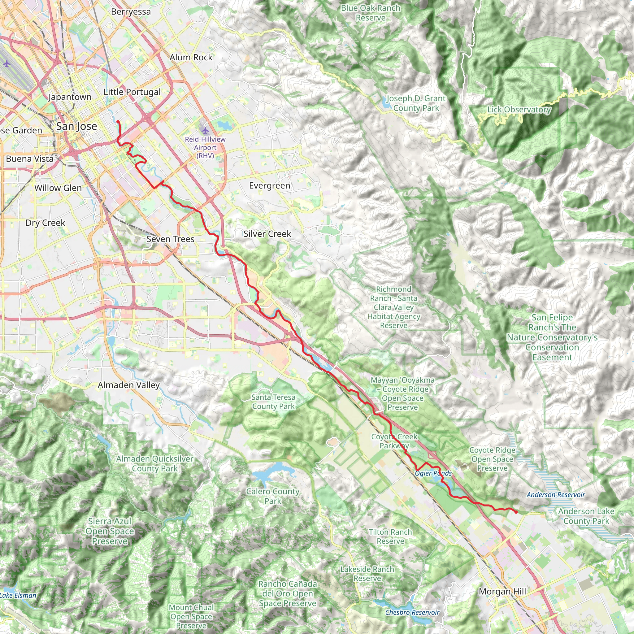 Coyote Creek Trail - Selma Olinder Park mobile static map
