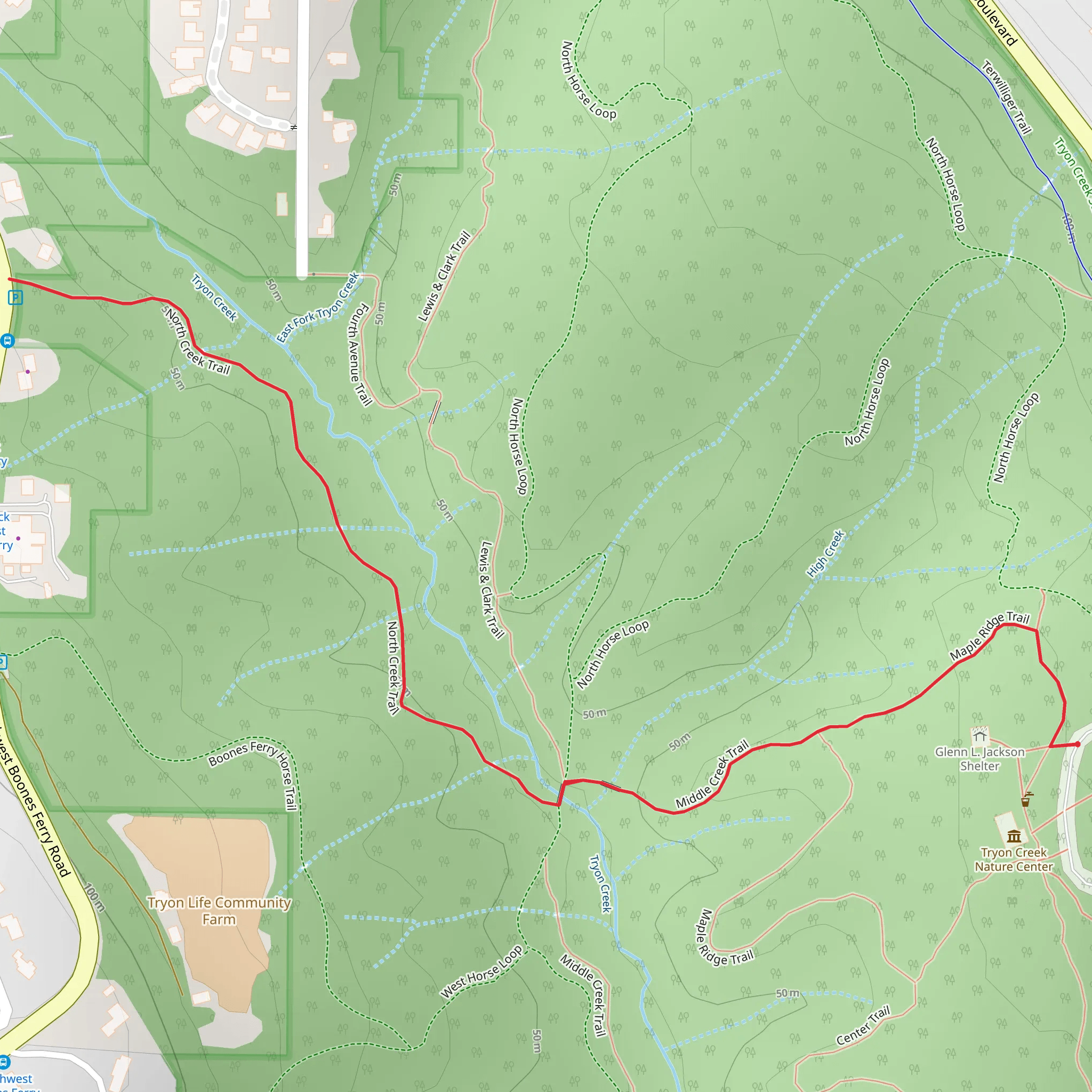 Maple Ridge and North Creek Trail mobile static map