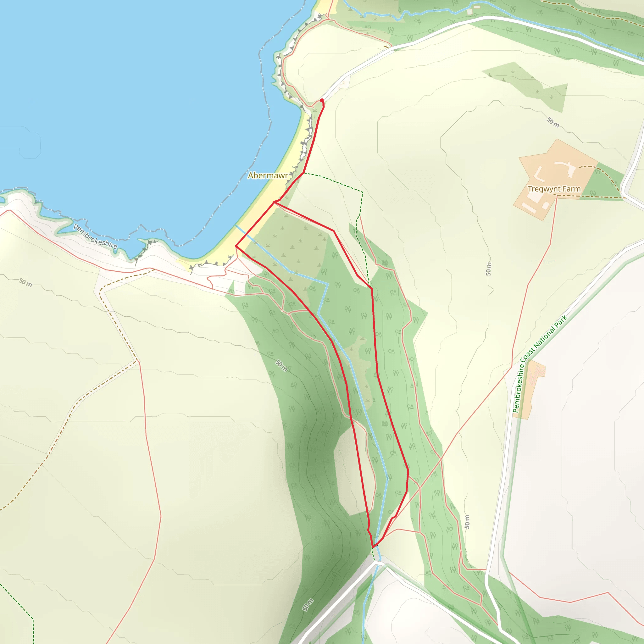 Abermawr Woods Walk mobile static map