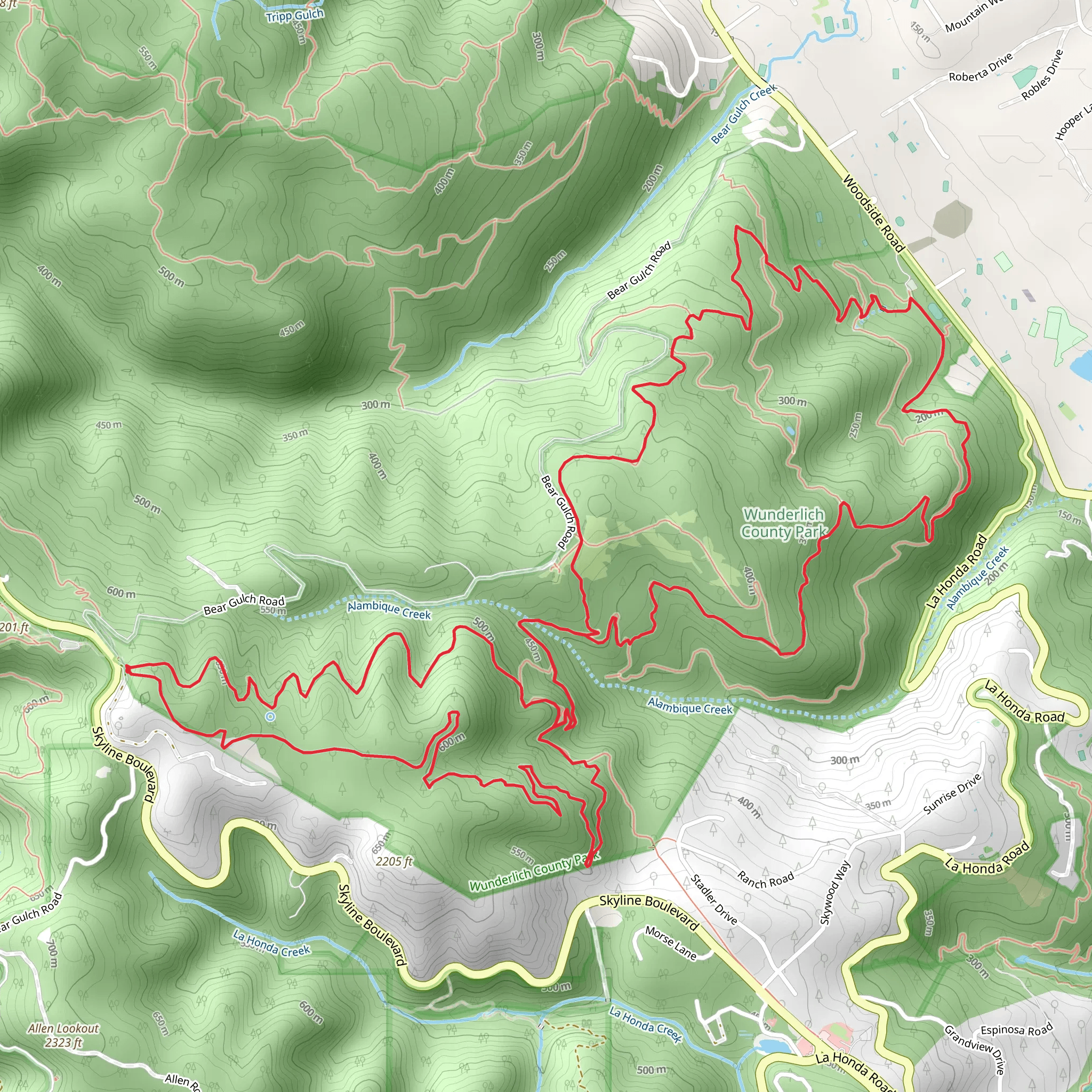 Alambique and Skyline Loop Trail mobile static map