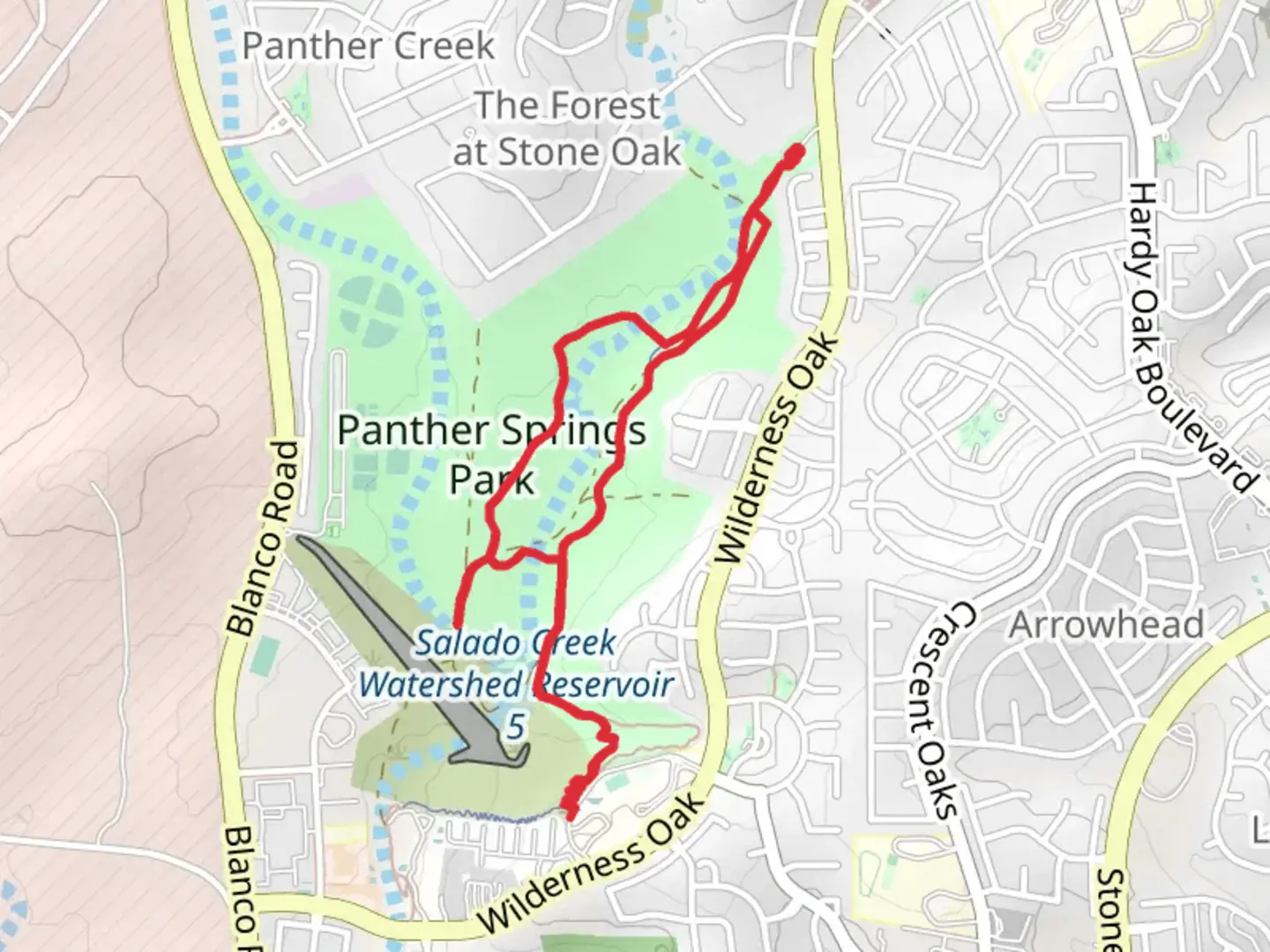 An image depicting the trail Panther Springs Park Loop and its surrounding area.