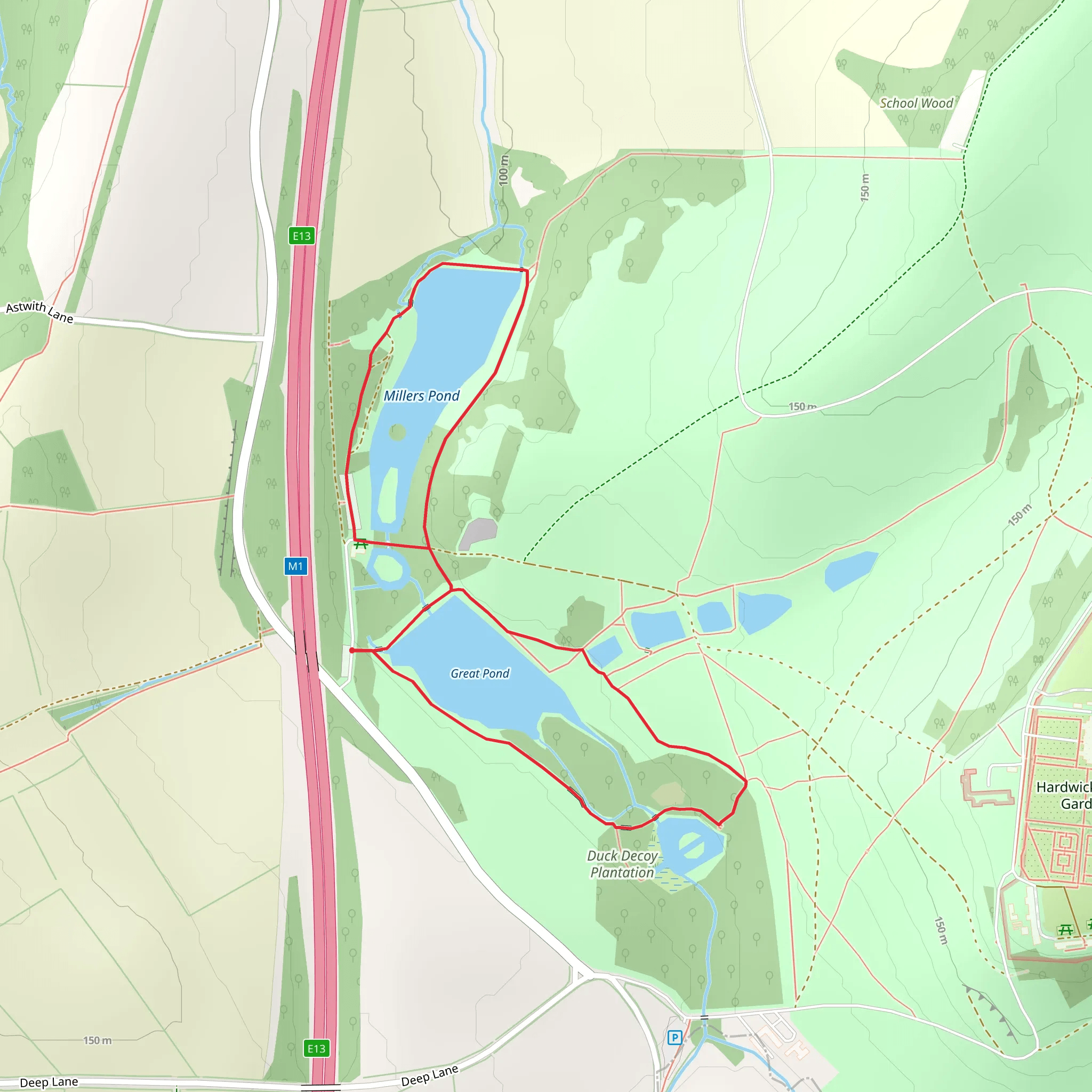 Millers and Great Pond Loop mobile static map
