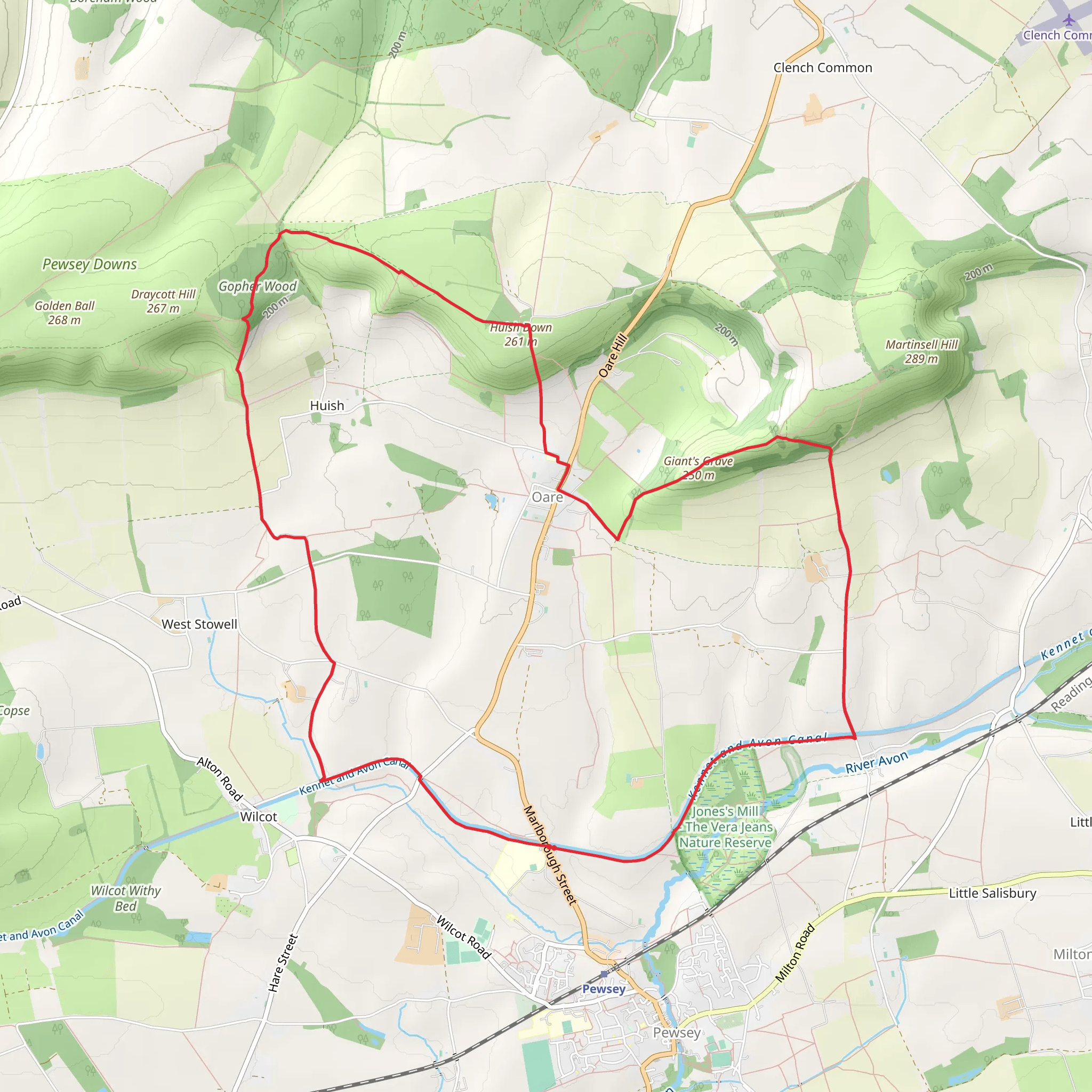 Wessex Downs and Kennet and Avon Canal from Pewsey mobile static map