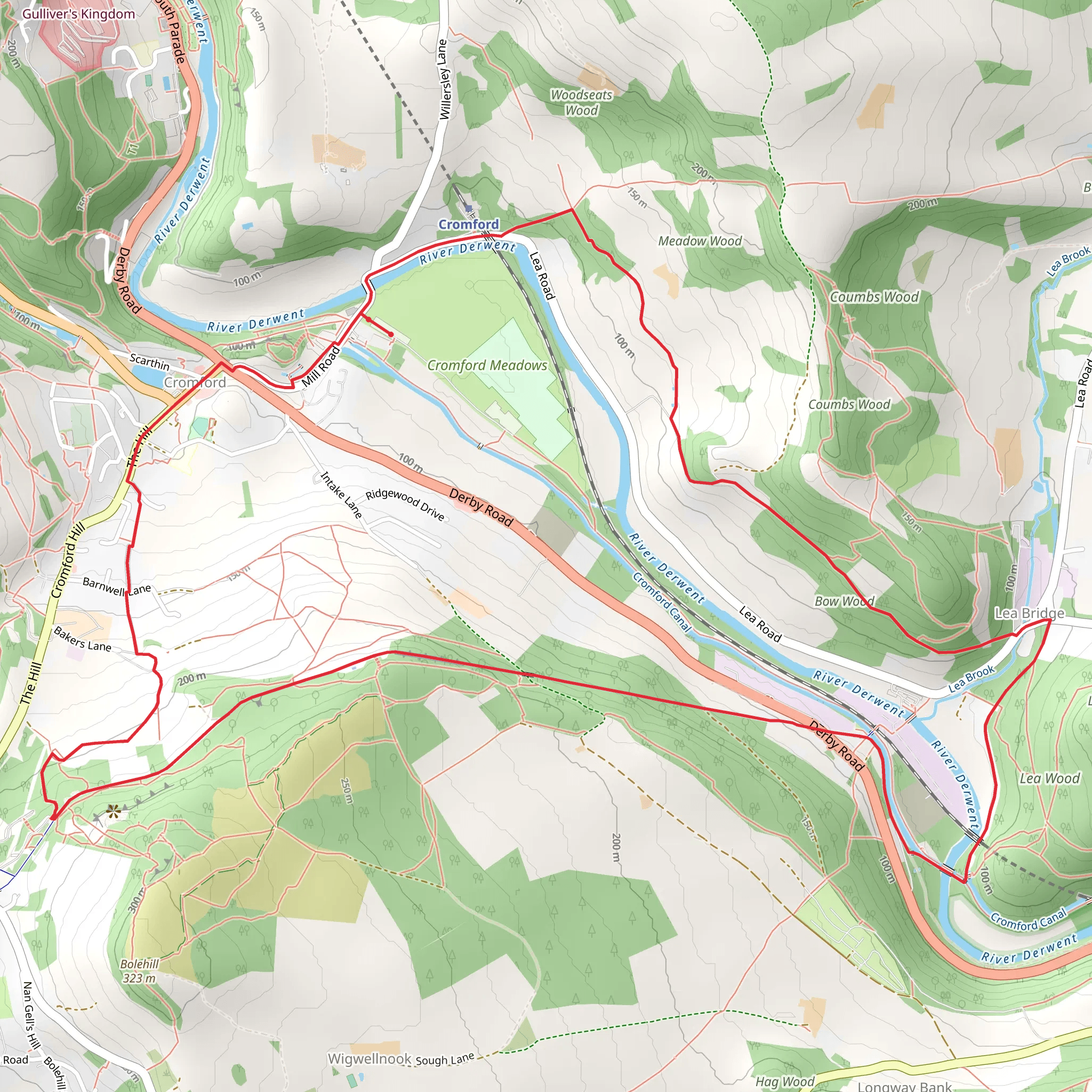 Cromford Mill and Village Walking - Long Route mobile static map
