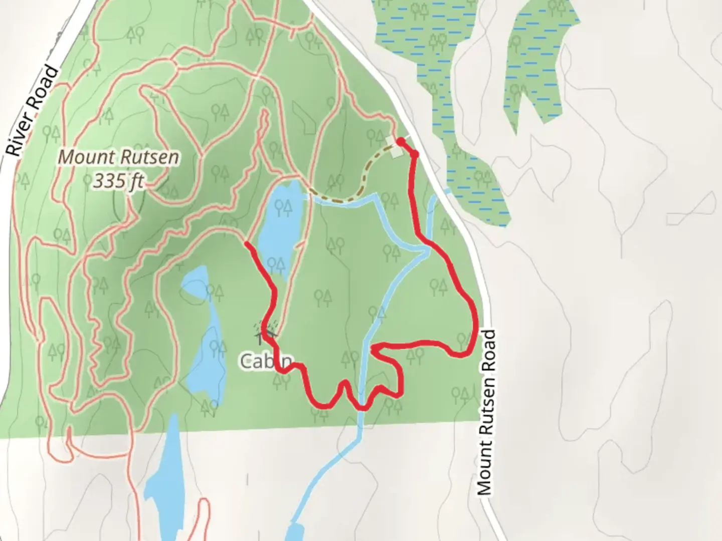 An image depicting the trail Mount Rutsen via Scout Trail and Bridle Path and its surrounding area.