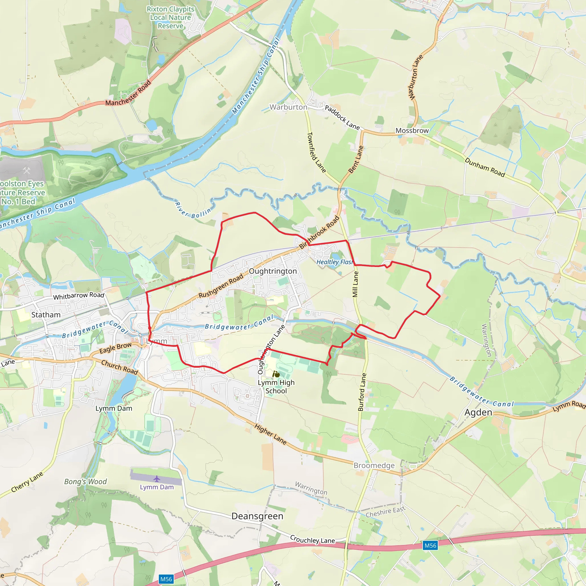 Lymm Eastern Loop mobile static map