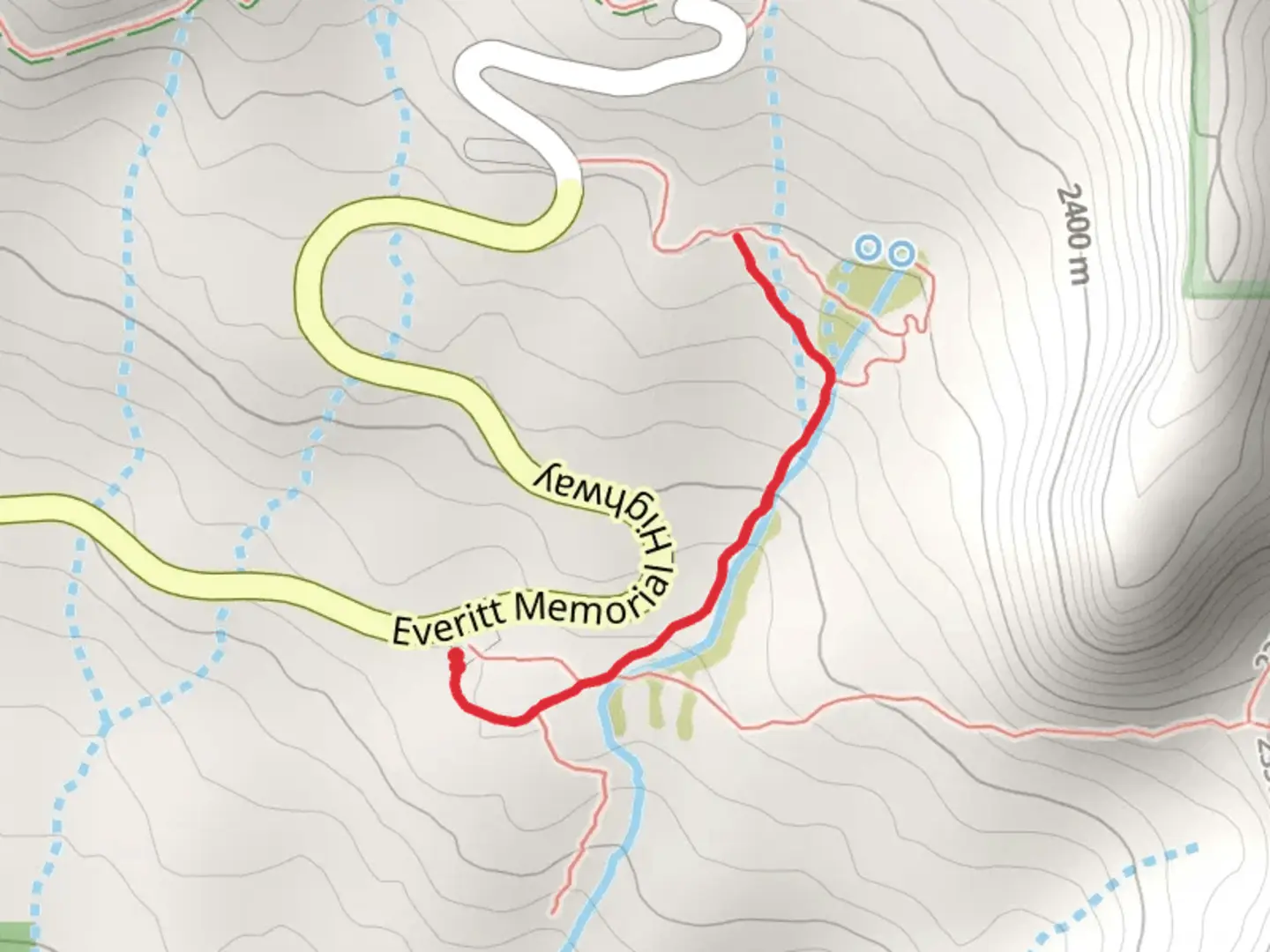 An image depicting the trail Panther Meadows Trail Out and Back and its surrounding area.