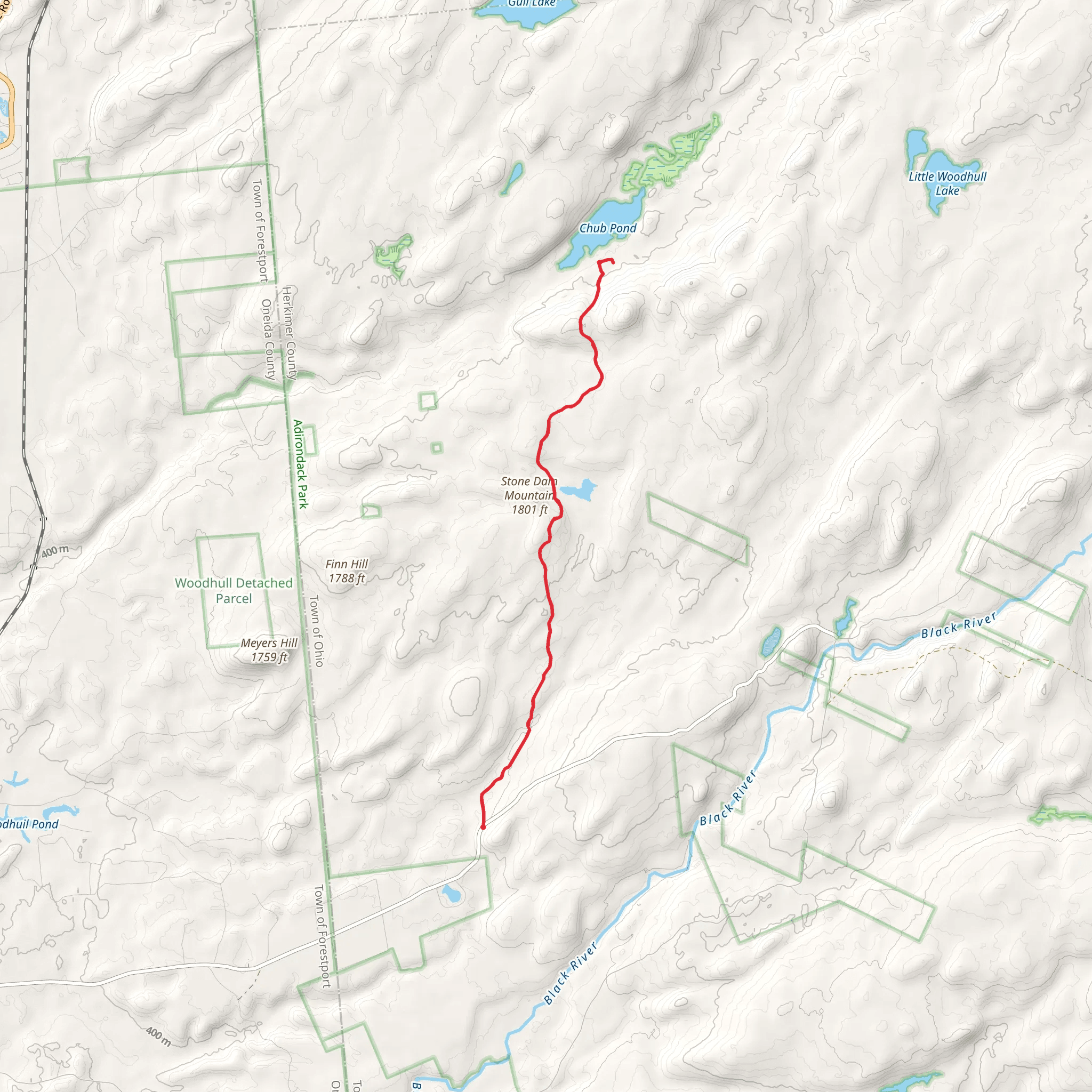 Chub pond and Stone Dam Lake Trail mobile static map