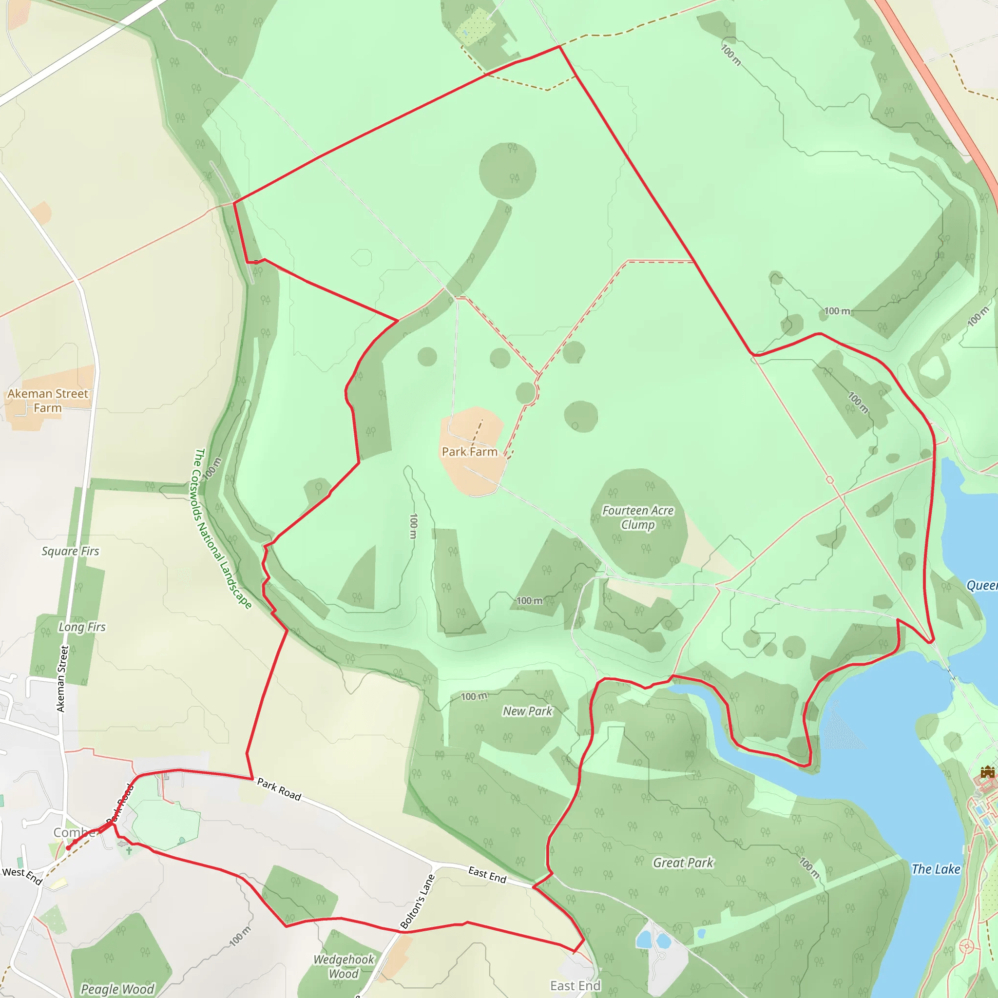 Blenheim Park Loop - Combe mobile static map