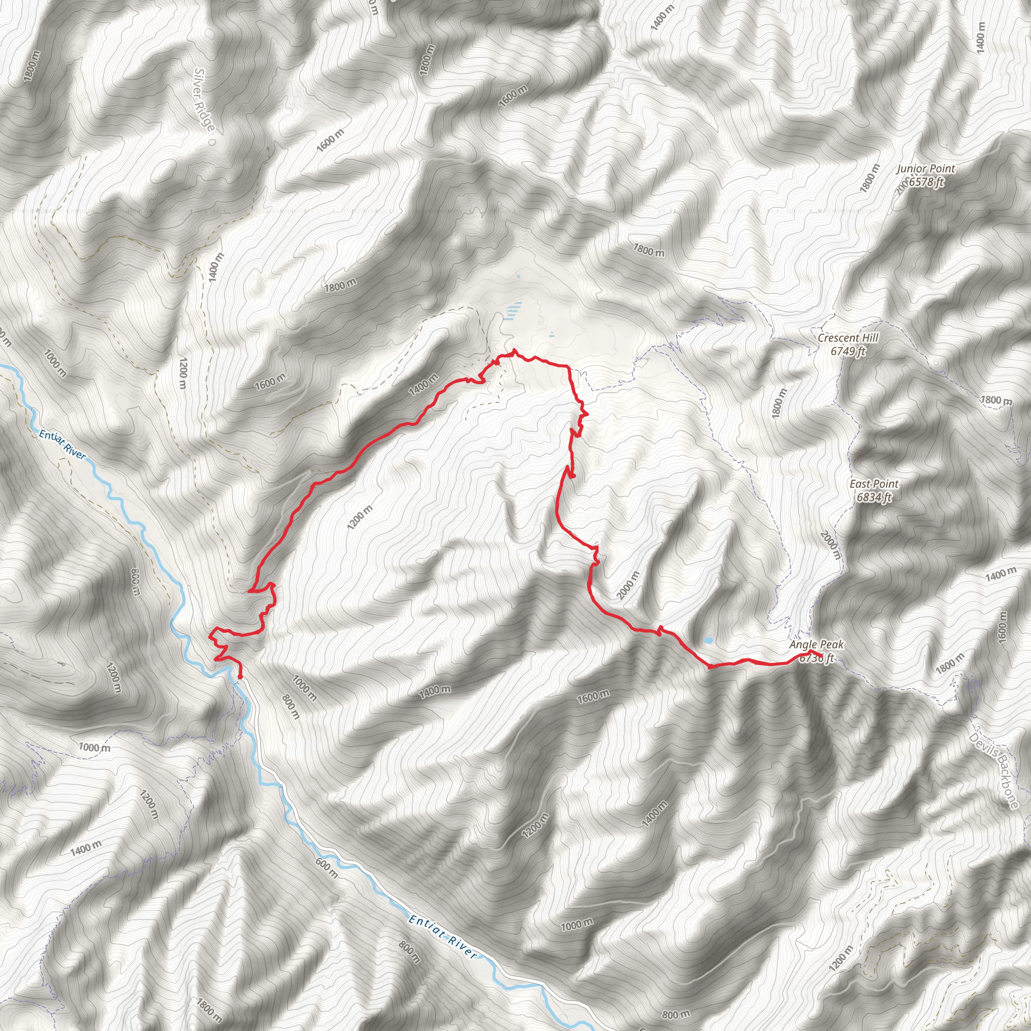 Angle Peak via Lake Creek Trail and Four Mile Ridge Trail mobile static map