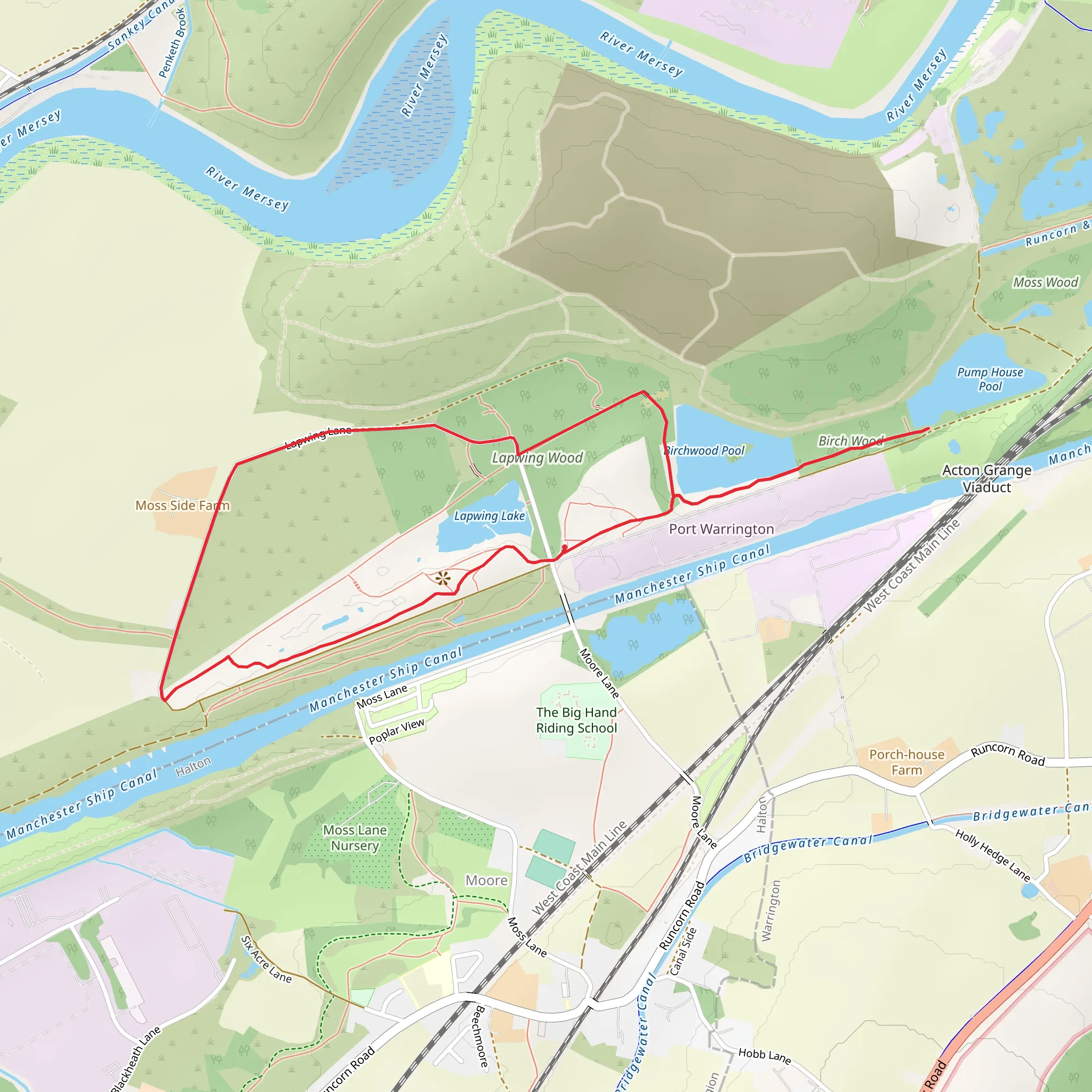 Lapwing Lake, Lapwing Wood and Birchwood mobile static map