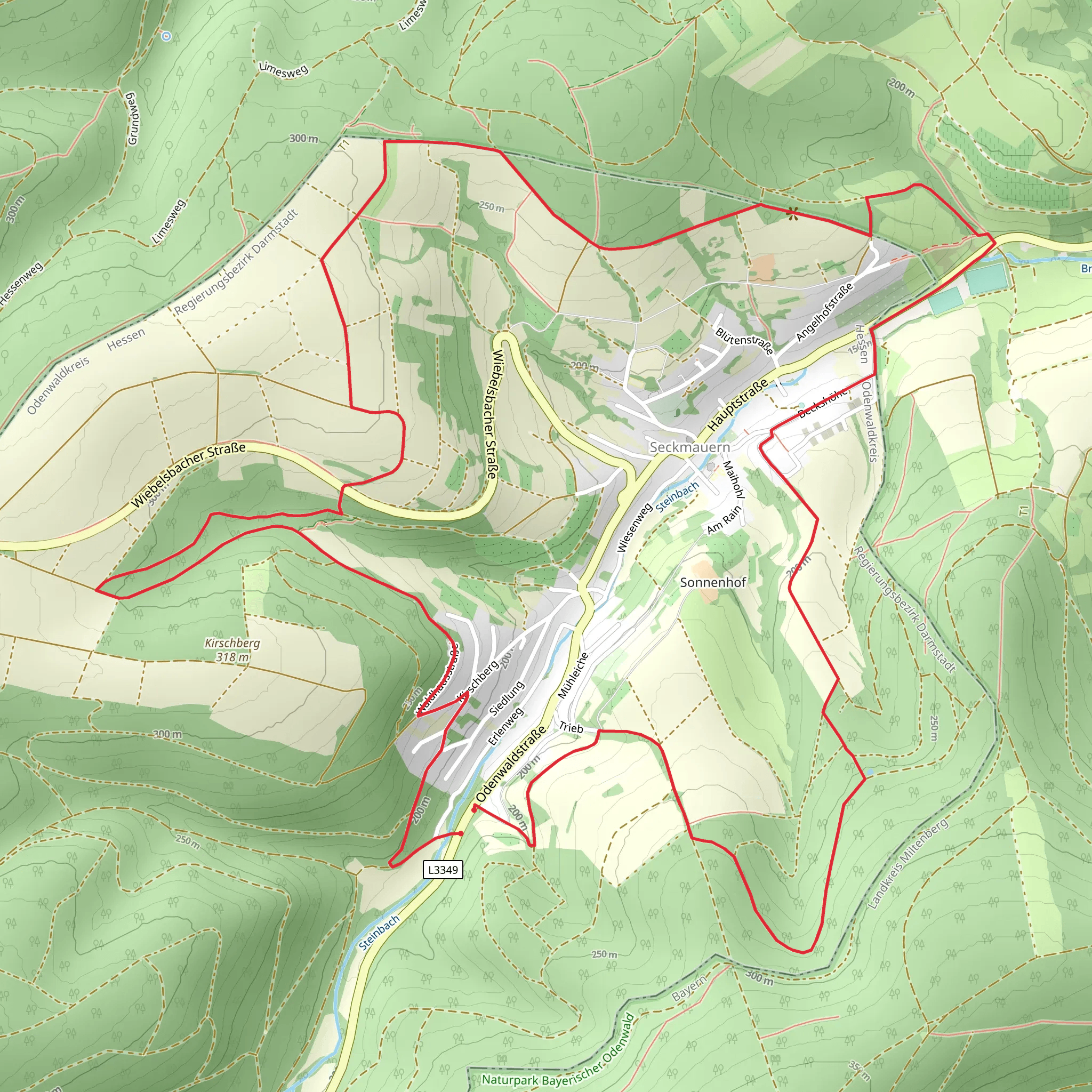 Seckmauern Weg and Saar Rhein Main Weg Teil mobile static map