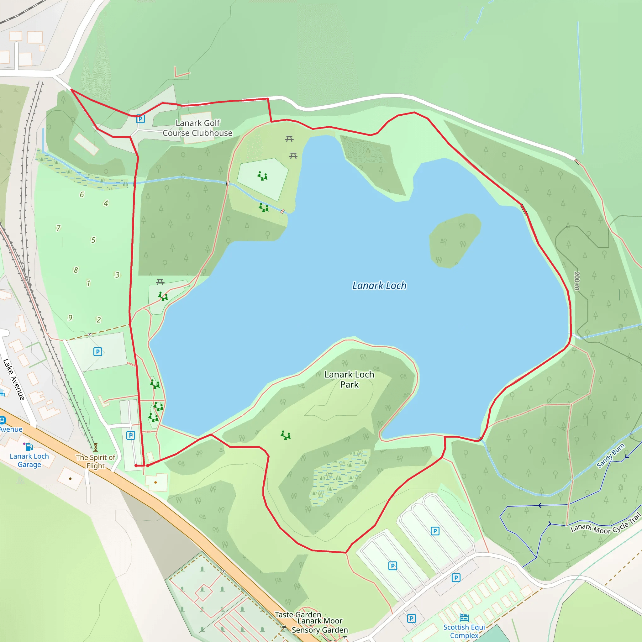Lanark Park Loch Loop mobile static map