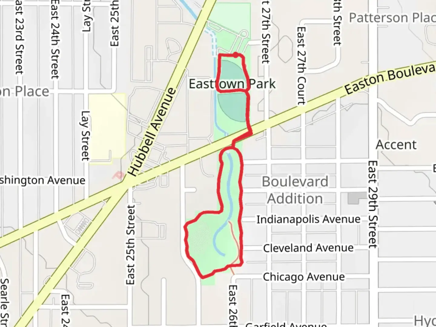 An image depicting the trail Easton Basin Park Loop and its surrounding area.