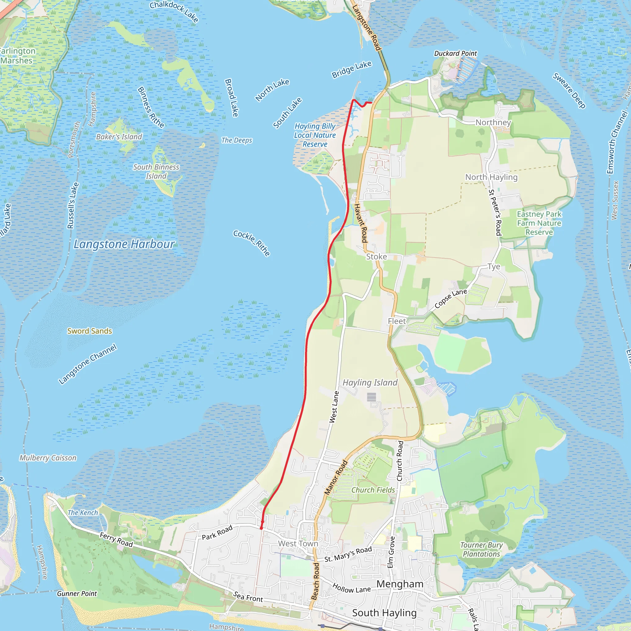 Hayling Billy Trail mobile static map