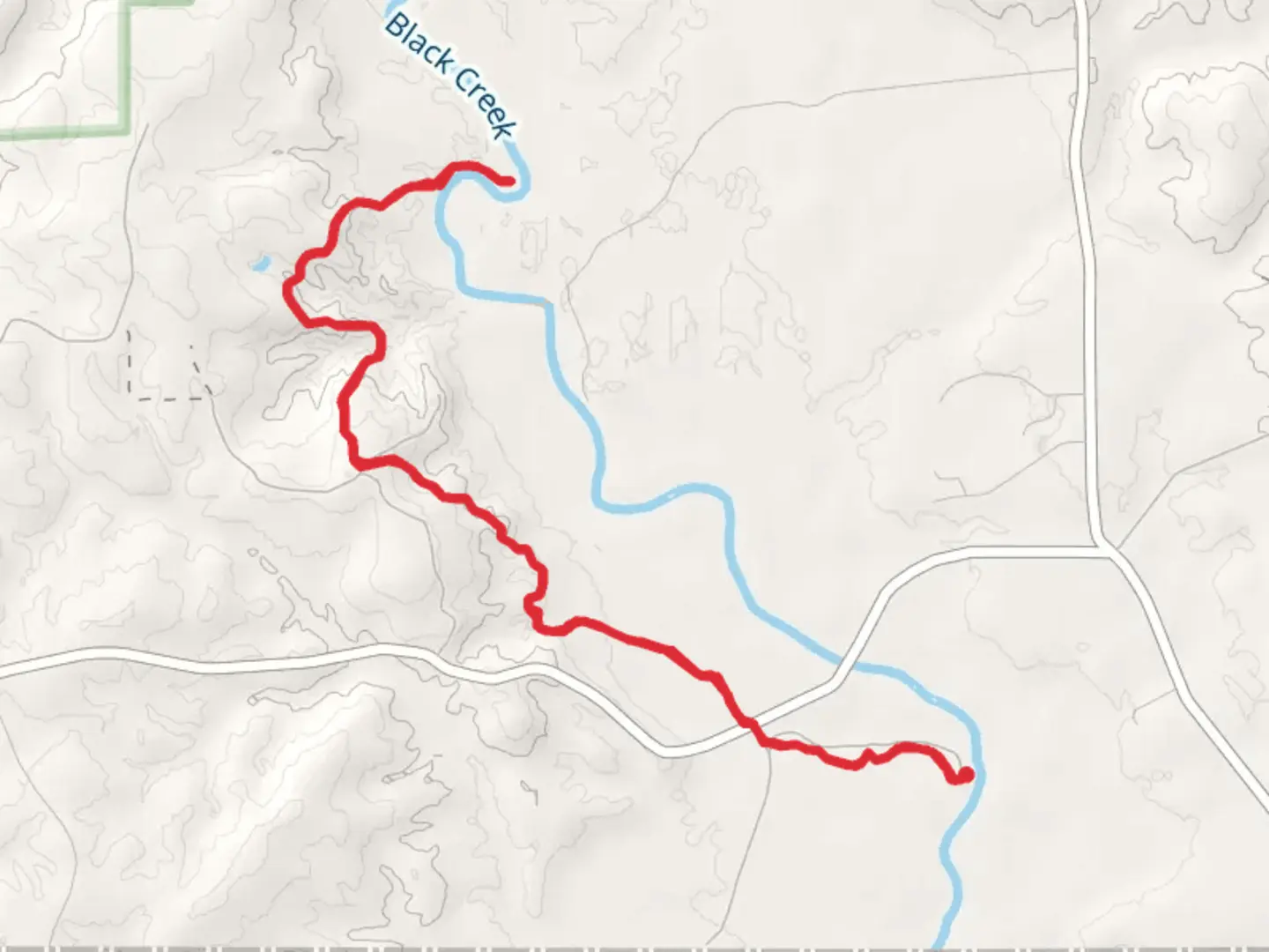 An image depicting the trail Black Creek National Recreation Trail and its surrounding area.
