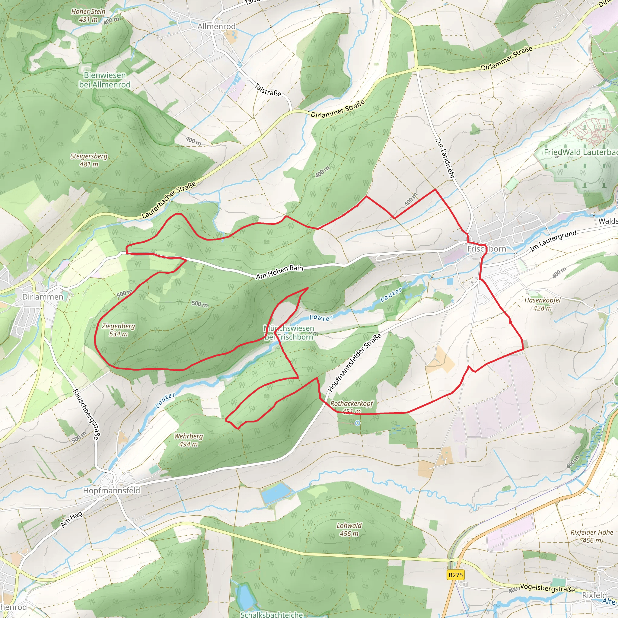 Frischborn and Ziegenberg Loop mobile static map